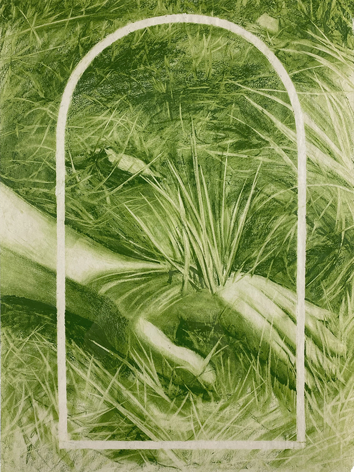 Stagnant, 2022, Oil pastel on sketch paper, 16 x 12 in