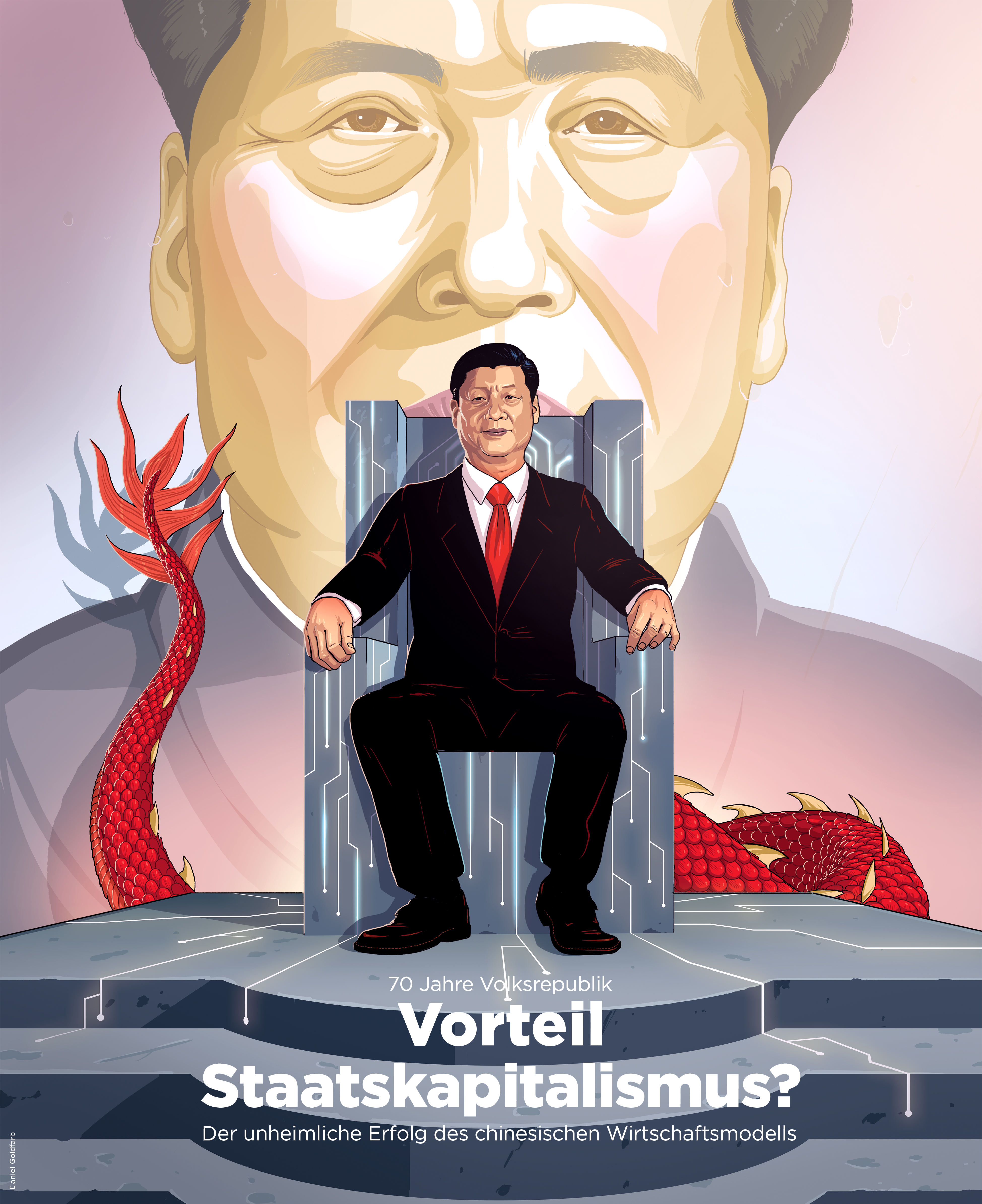 70 years to formation of The People's Republic of China. What makes it so powerful today, and what allows it to grow so rapidly. Cover for HandelsBlatt. September 27th 2019.