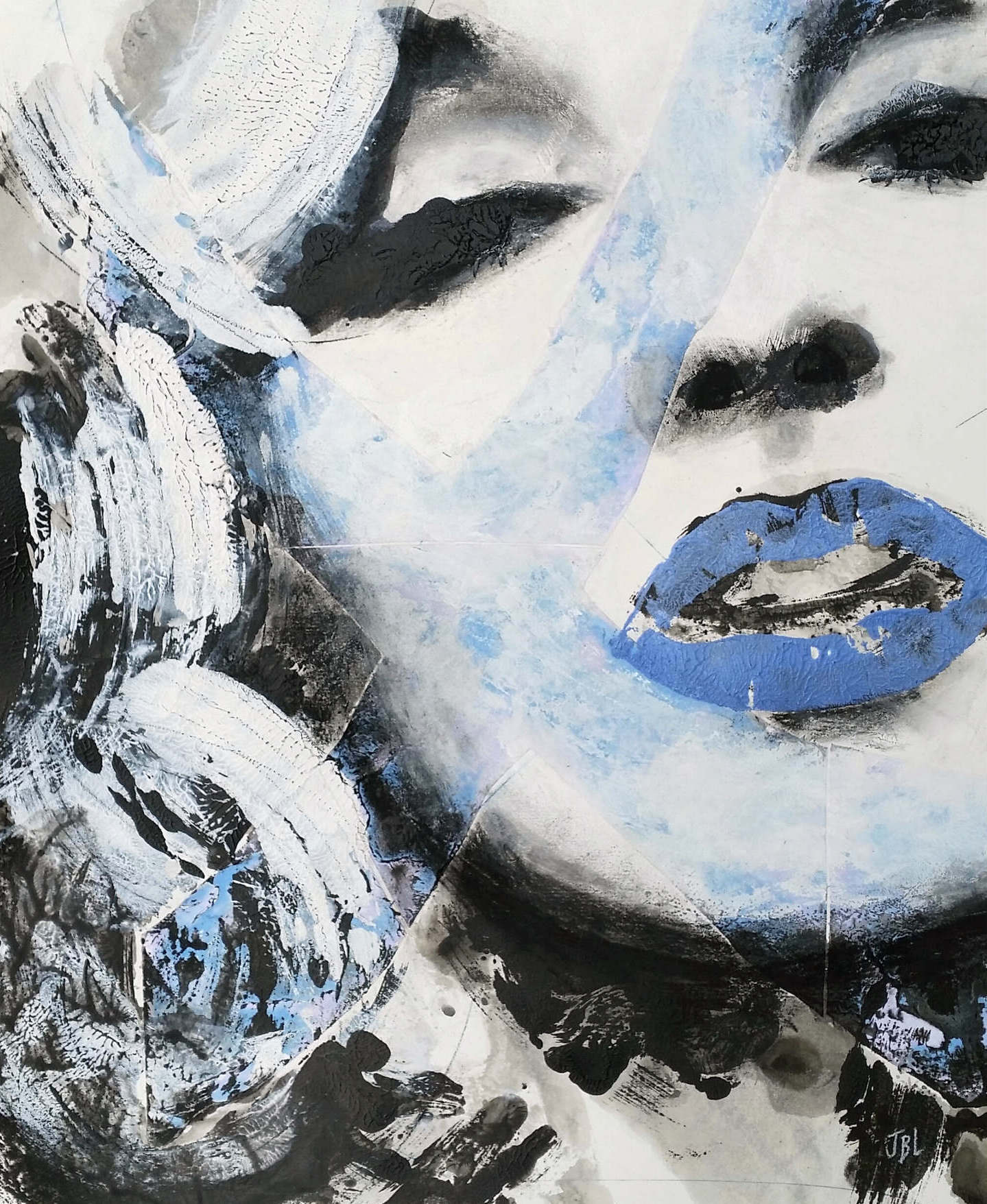 "X (BLUE)"61.5 x 55 cmAcrylic, collage, Conté crayon, penSOLD
