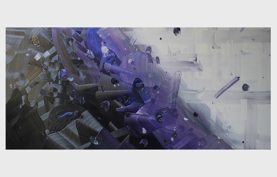 Untitled B&B, 2016. Oil and tempera on canvas, 86” x 218”. 