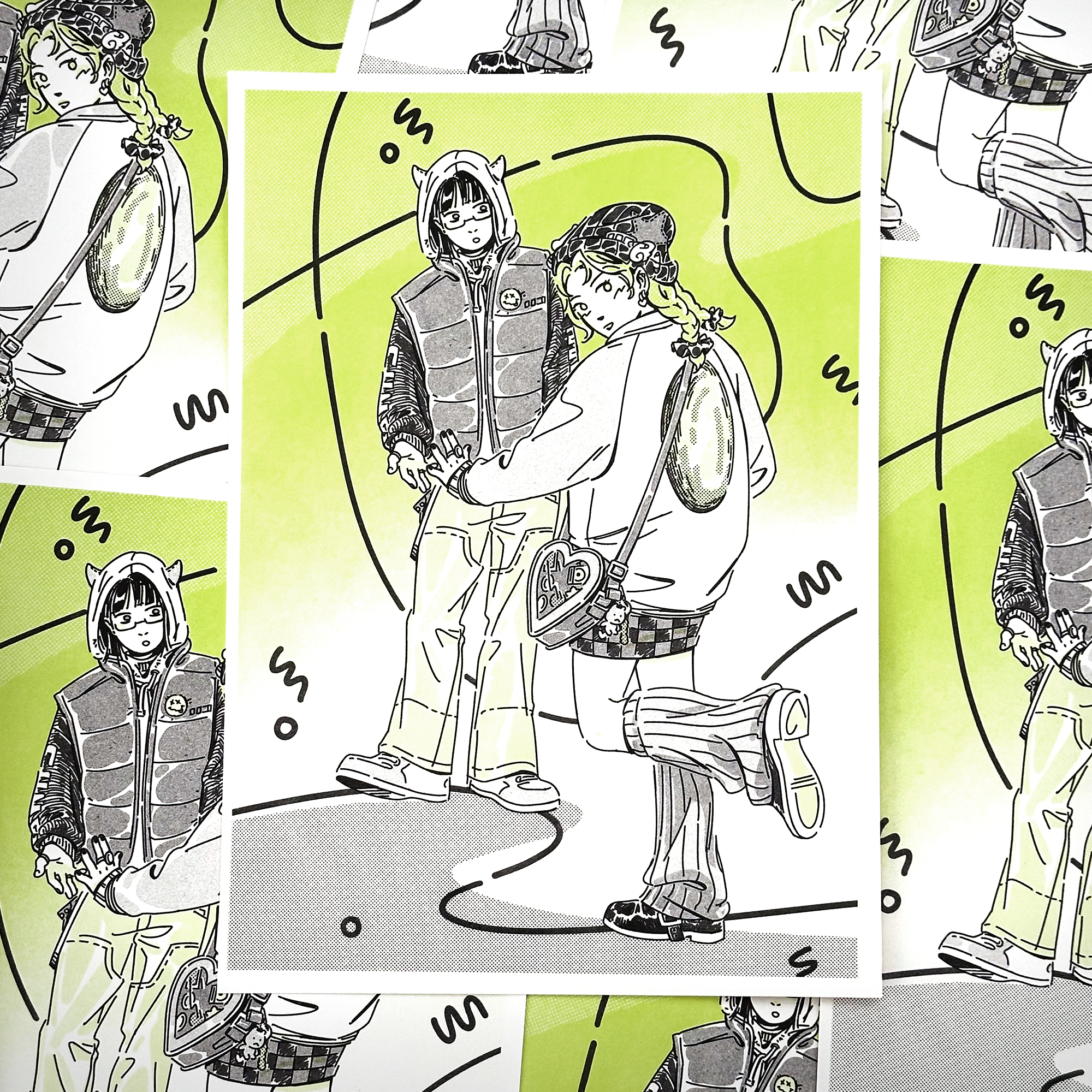 [the guy she was interested in] printed at monster workshop with light lime & black