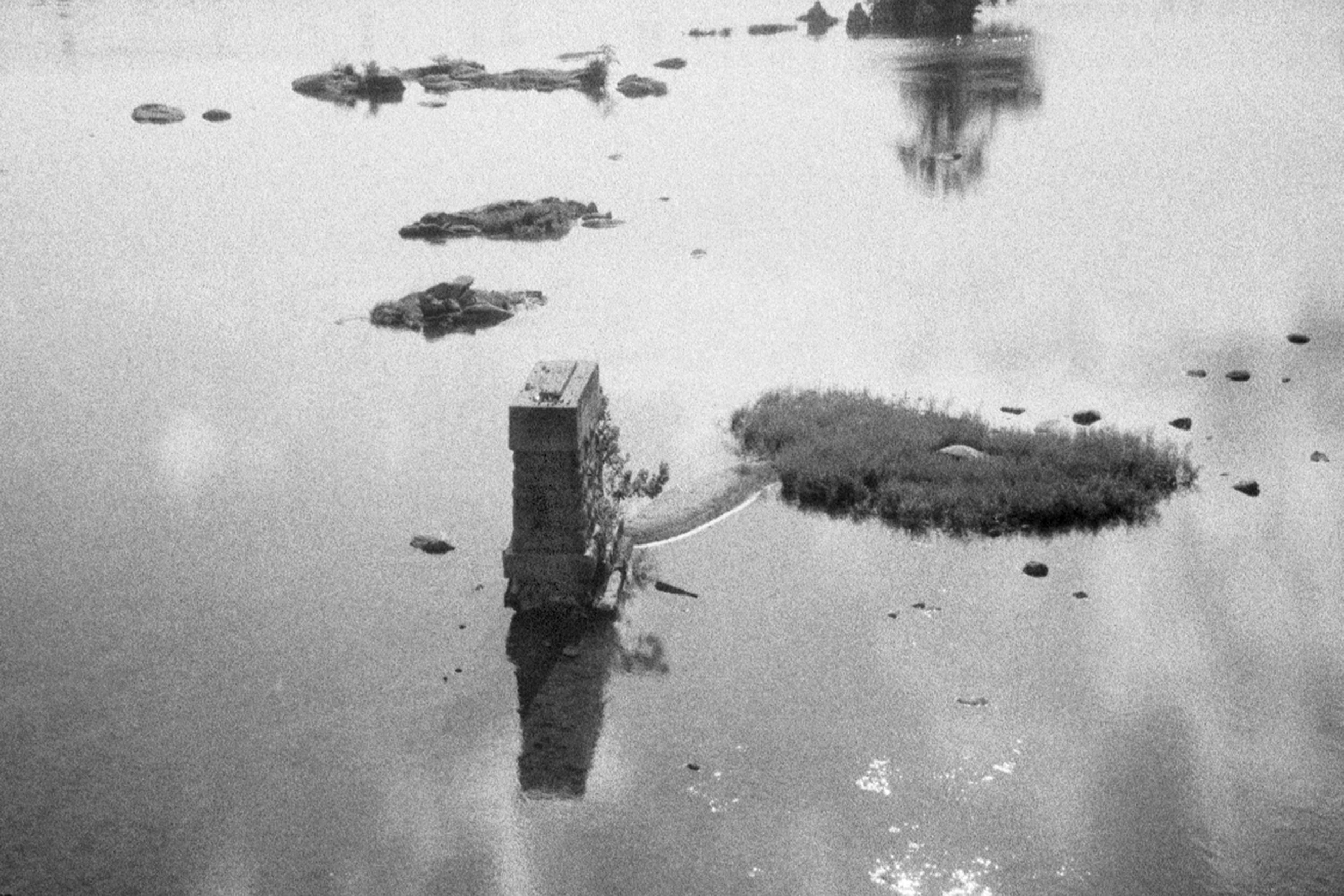 Thomson Dryjanski, Pillar in river, 2012, Archival inkjet print, framed, 8.5 x 11 inches