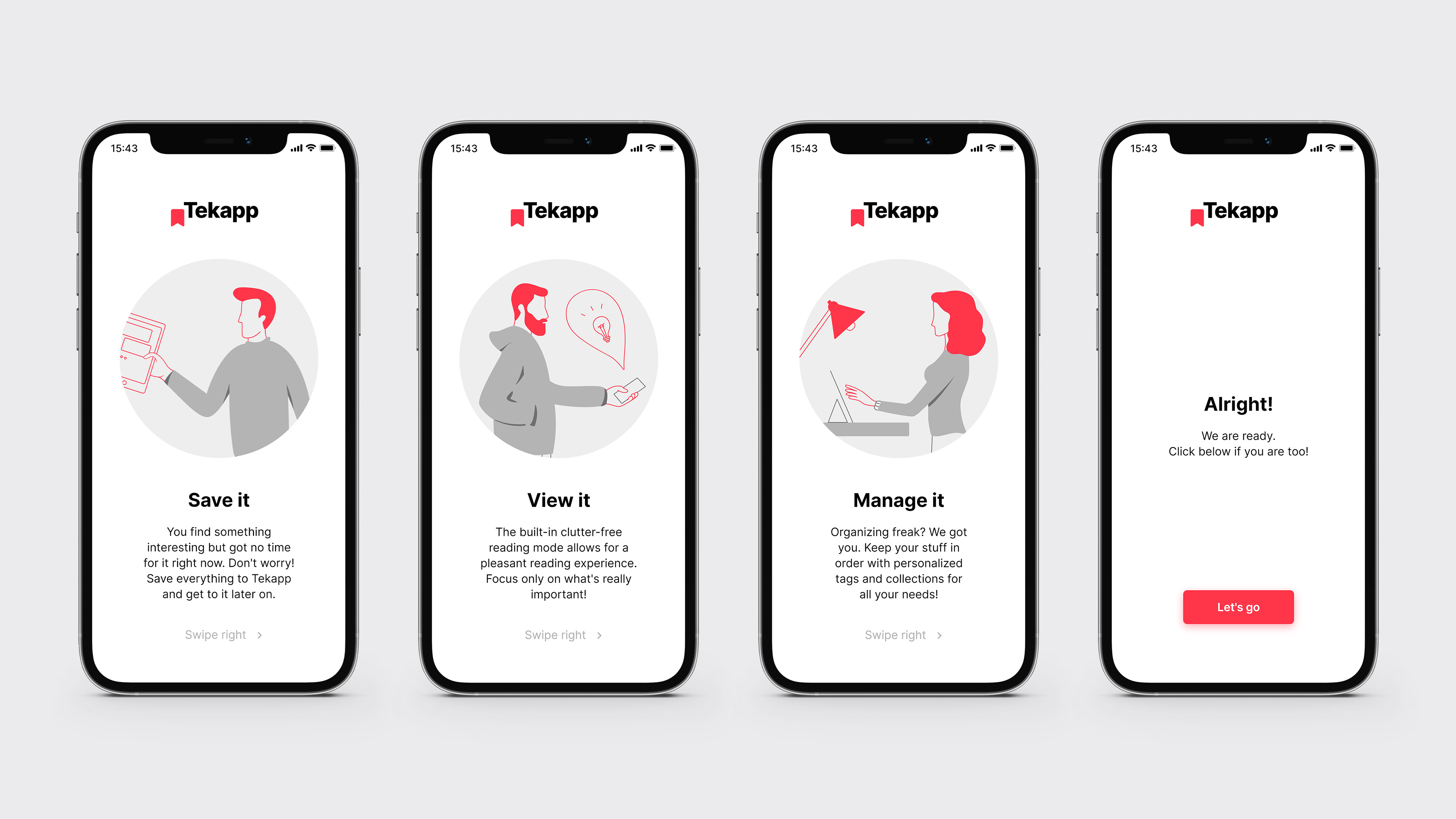 Onboarding screen design. Illustrations by Pictor