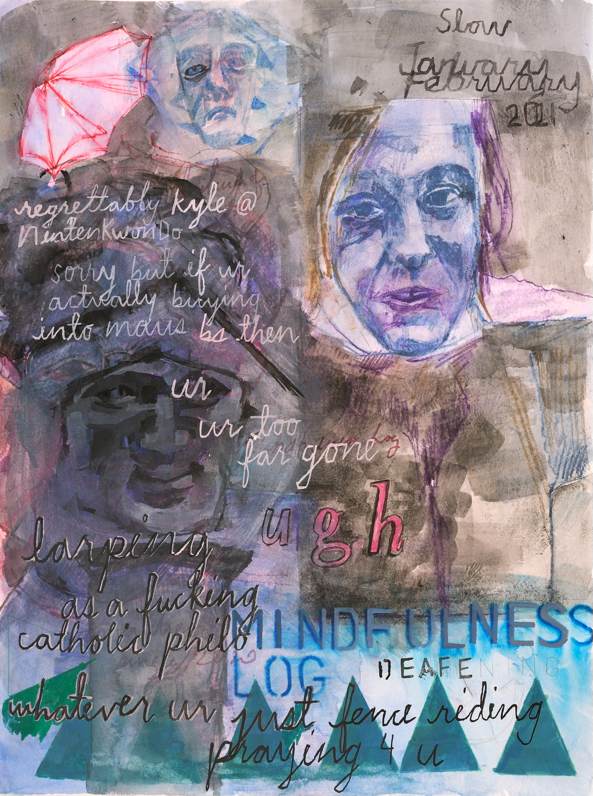 John Maus, 2021. Colored pencil, watercolor, and gouache on paper.