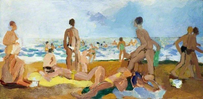 Anthony Farrell, Study of Bathers on Beach, 1975