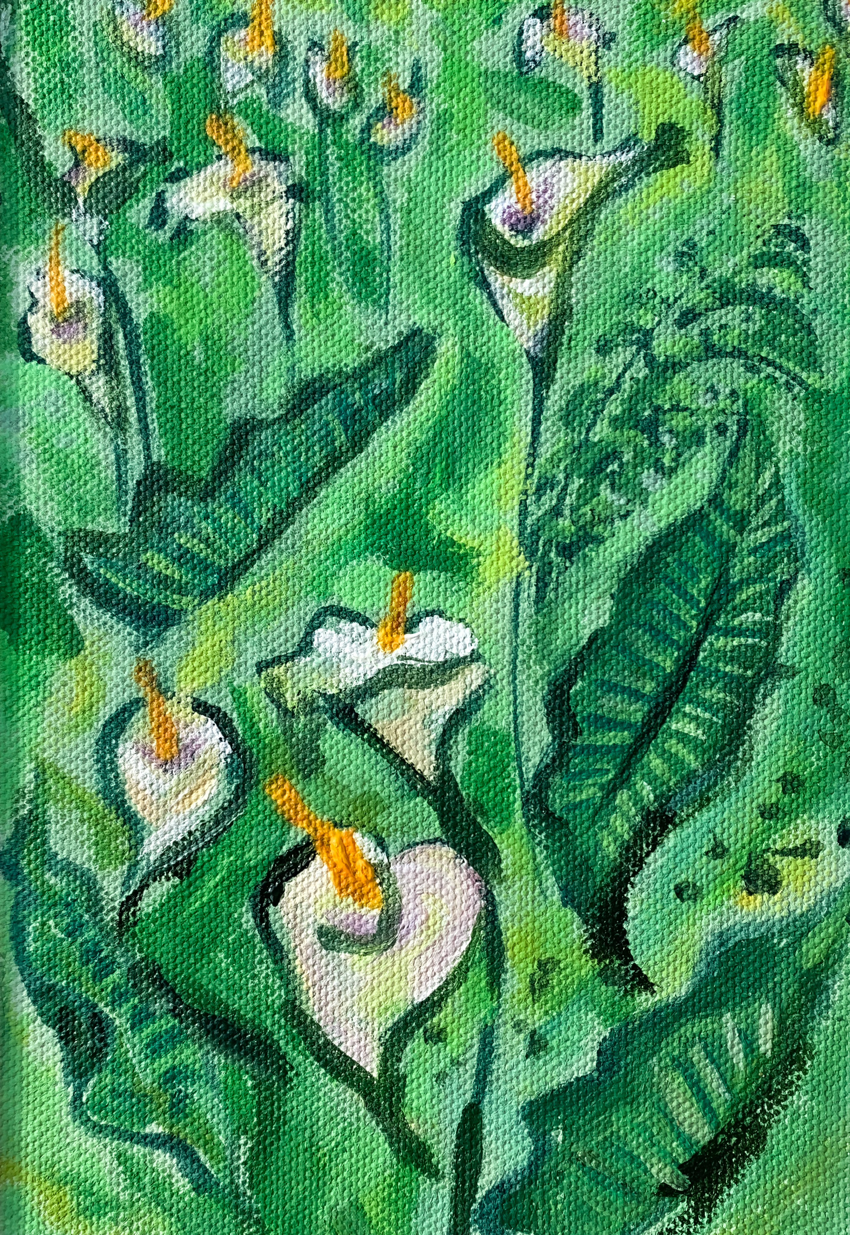 "Calla Lilies", 2021, 7x5 inches, acrylic on canvas - SOLD