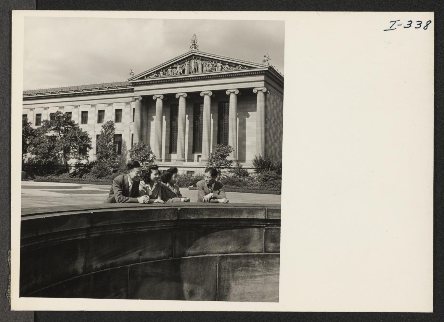 Resettlers at Philadelphia Museum of Art courtyard