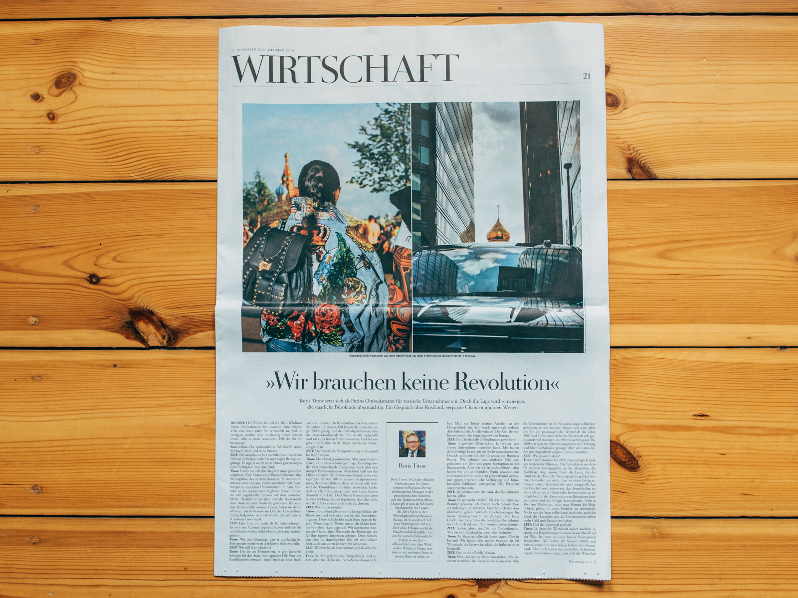 DIE ZEIT / "I've never been to Russia" im Wirtschaftsteil / November 2019