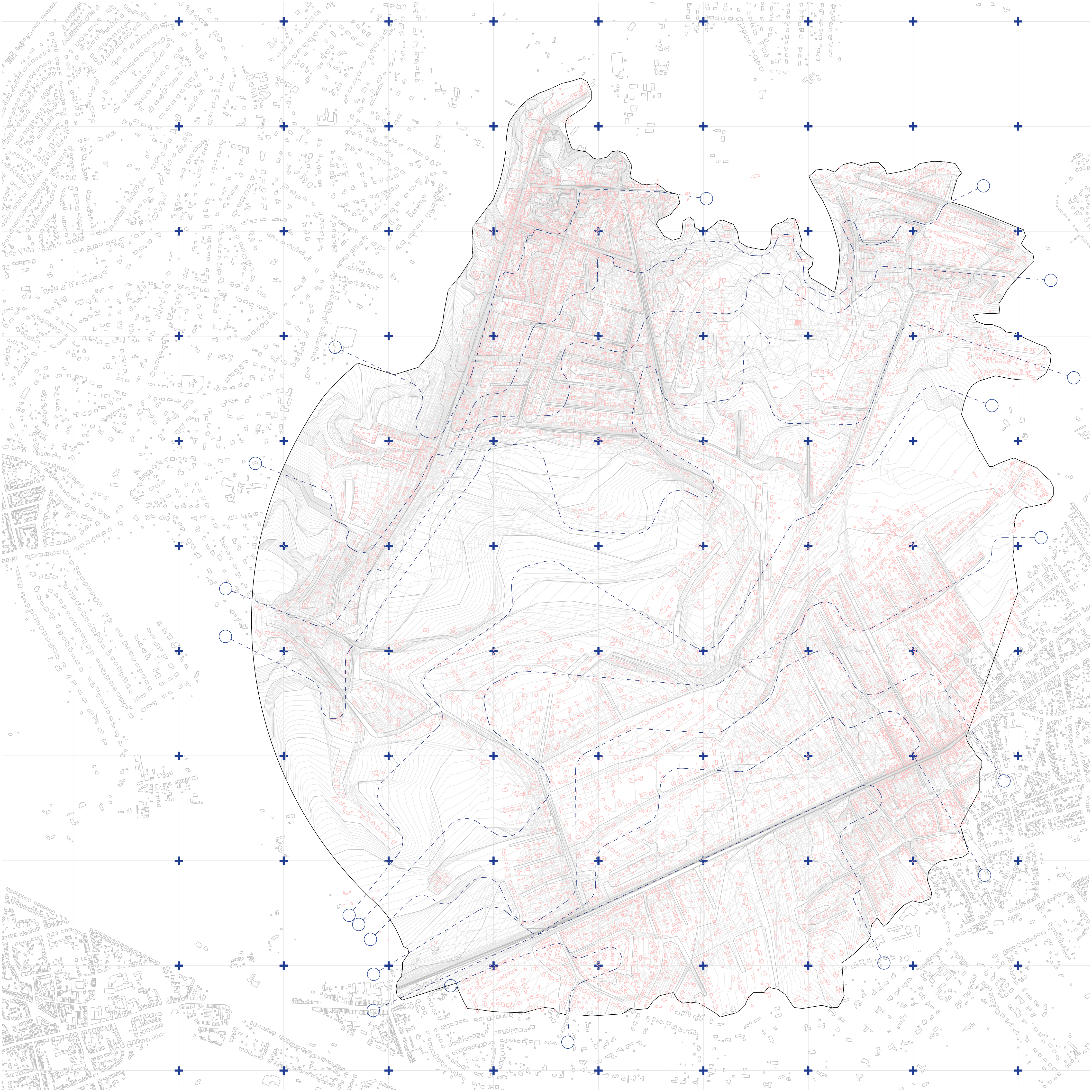 Fig 30. Subtraction process is divided into phases and follows the existing network of streets. In the process, suburban ends of the suburban cul-de-sacs are being pulled closer and closer to the main road, with buildings being demolished along the way.