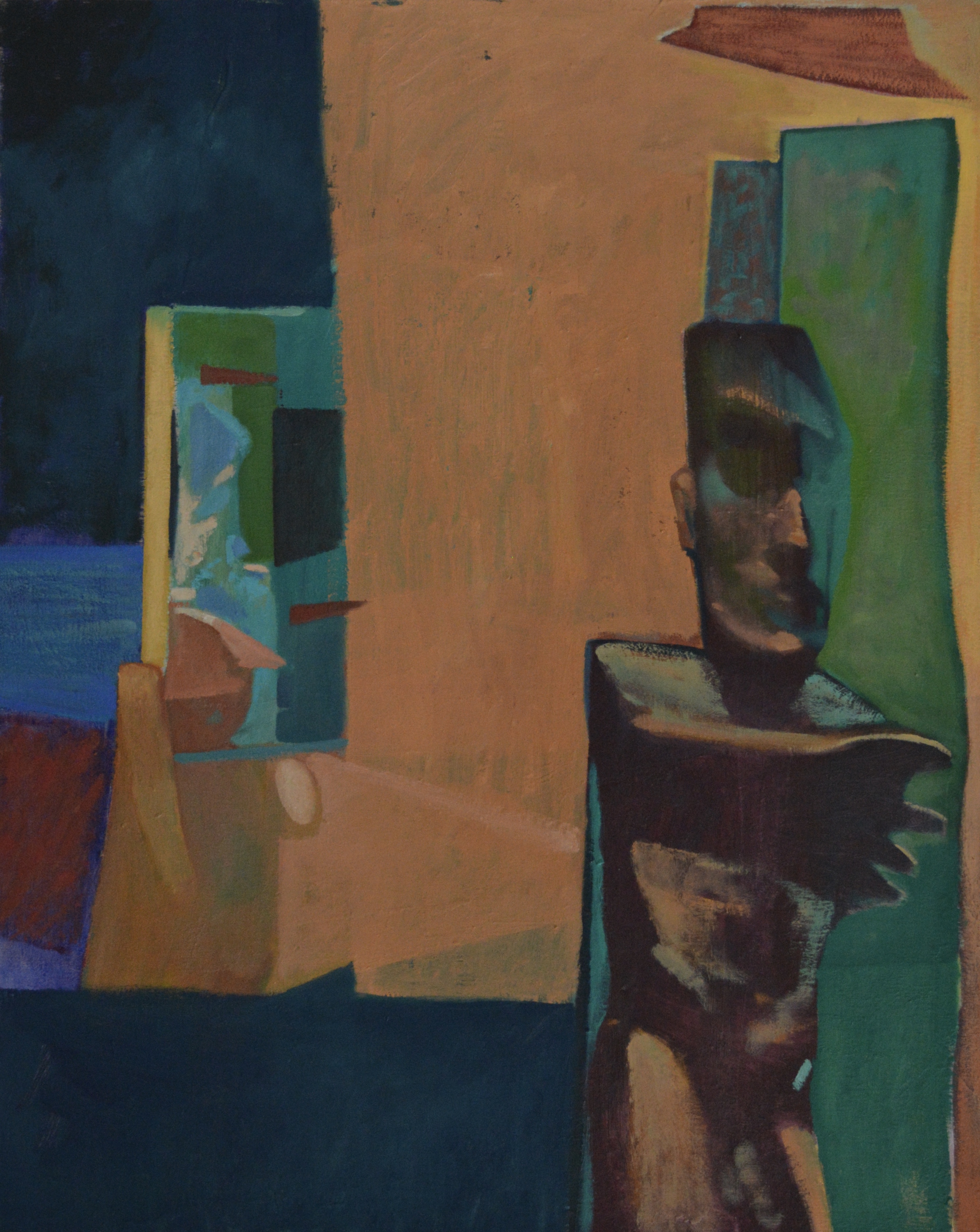 doorway sneak up pizza hut hat. oil on canvas 32"x40"