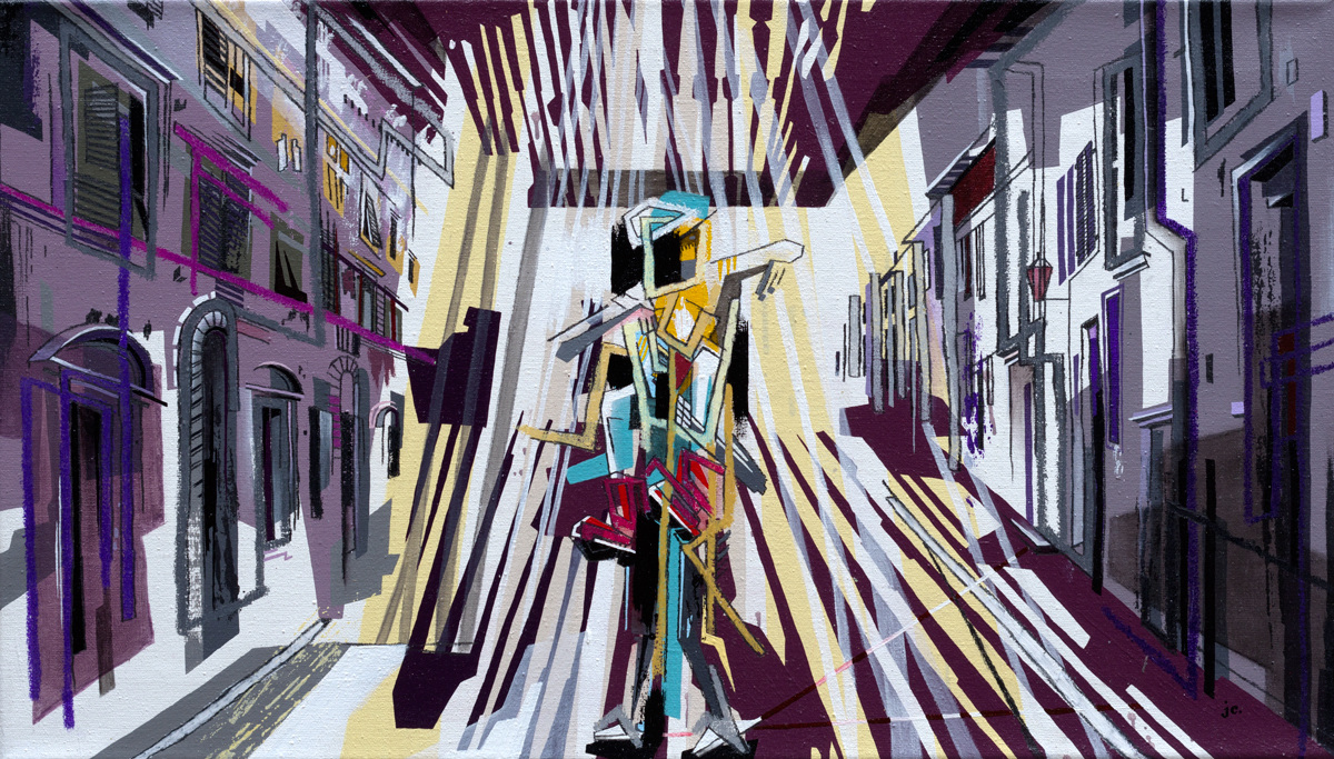 GEGENSEITIG  ·  acrylic, crayon, pencil on canvas  ·  40 x 70 cm