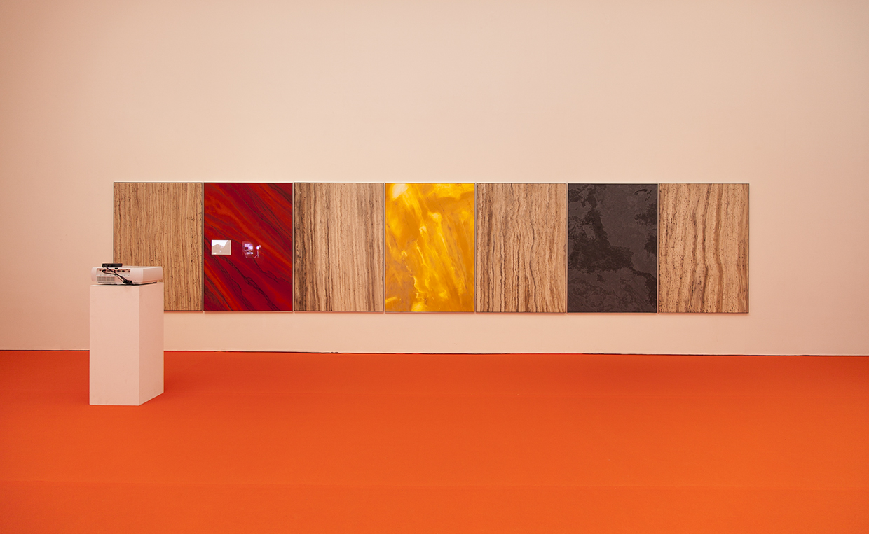 "Dimension Stone" paintings and projection by Marc Handelman 2014