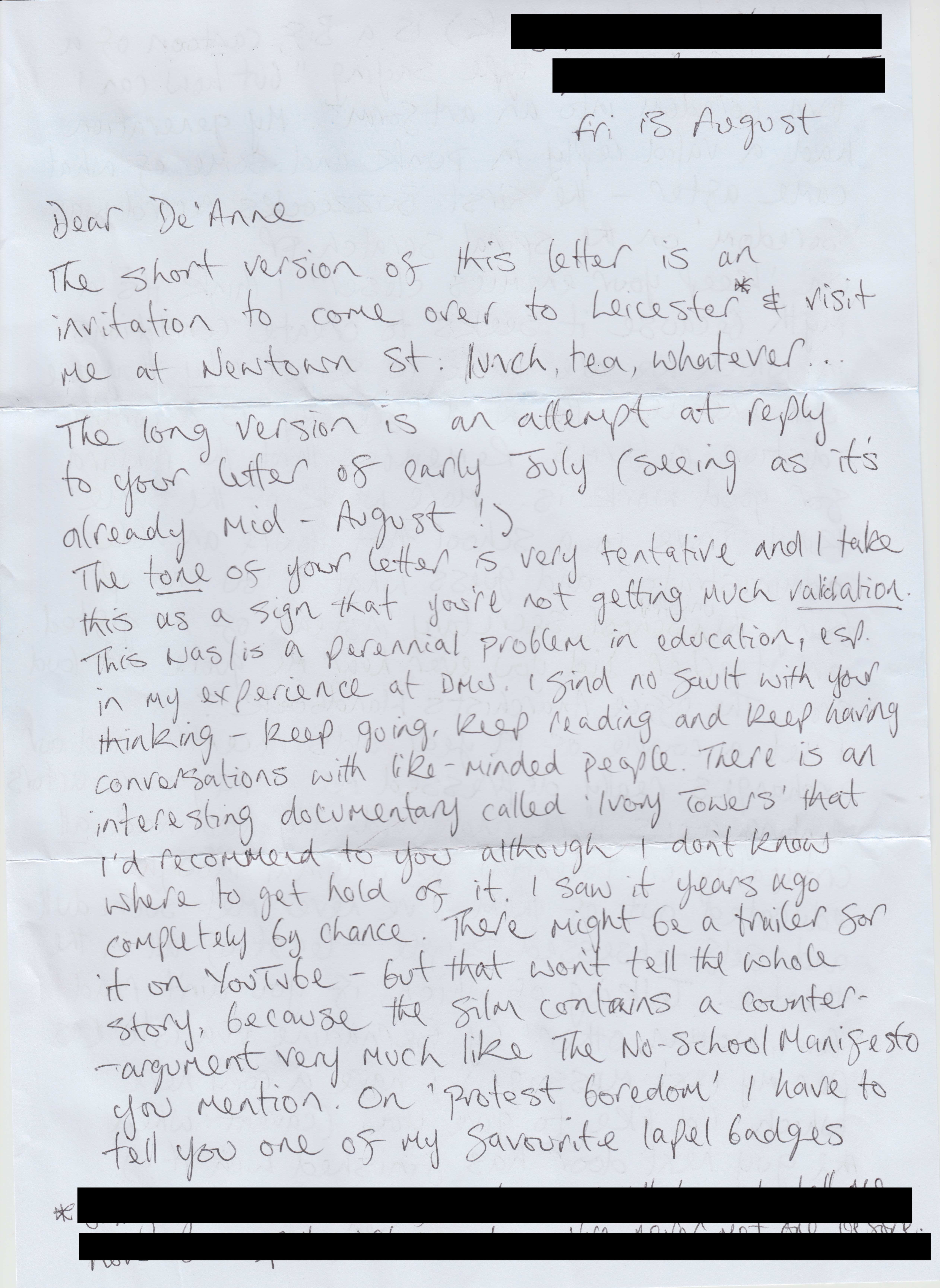 Ben's reply (front)