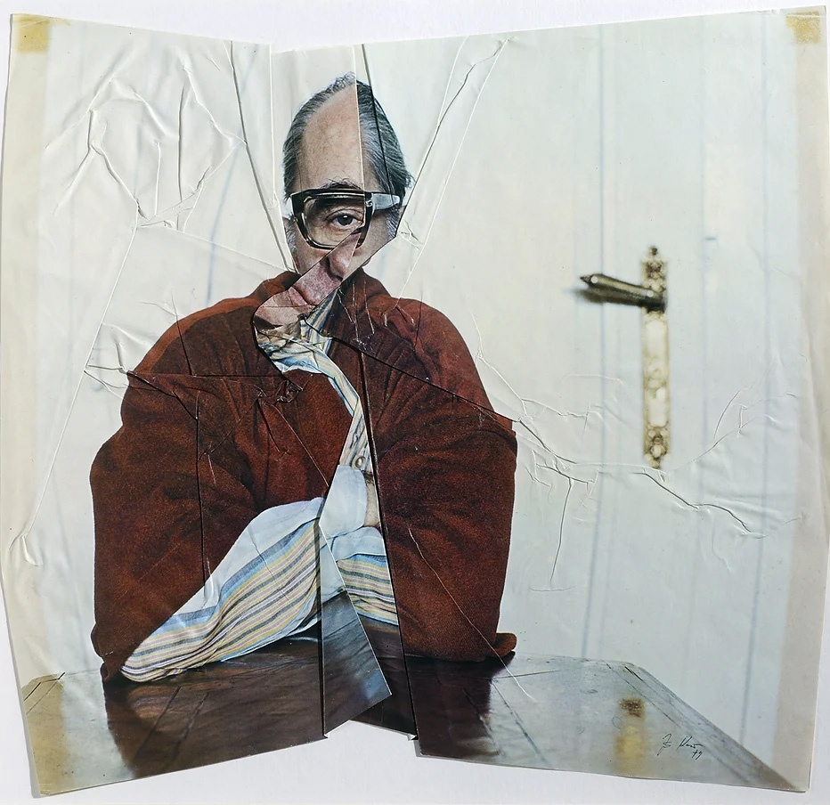 Jiří Kolář, Autoportrét, 1971, muchláž, Fotografie: Wikipedia