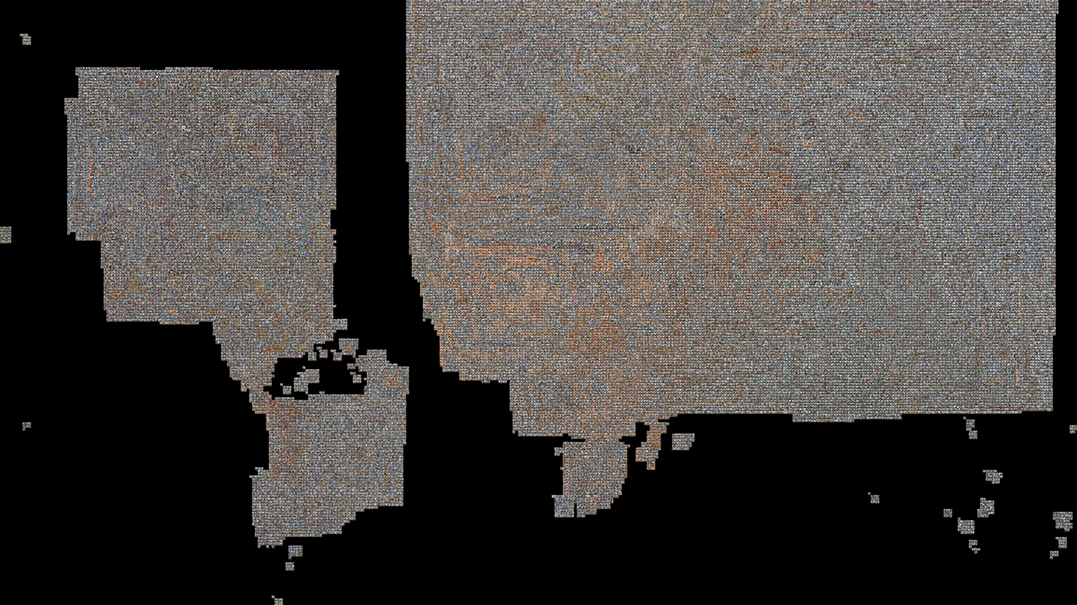 Geographic distribution visualization of the Large City Architecture dataset, displaying 15 architectural samples for each of 5,856 global cities (87,840 total images).