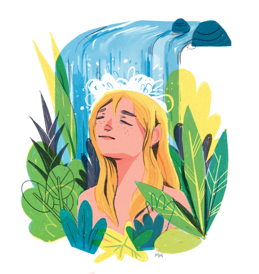 Wunderman finding solace beneath a waterfall