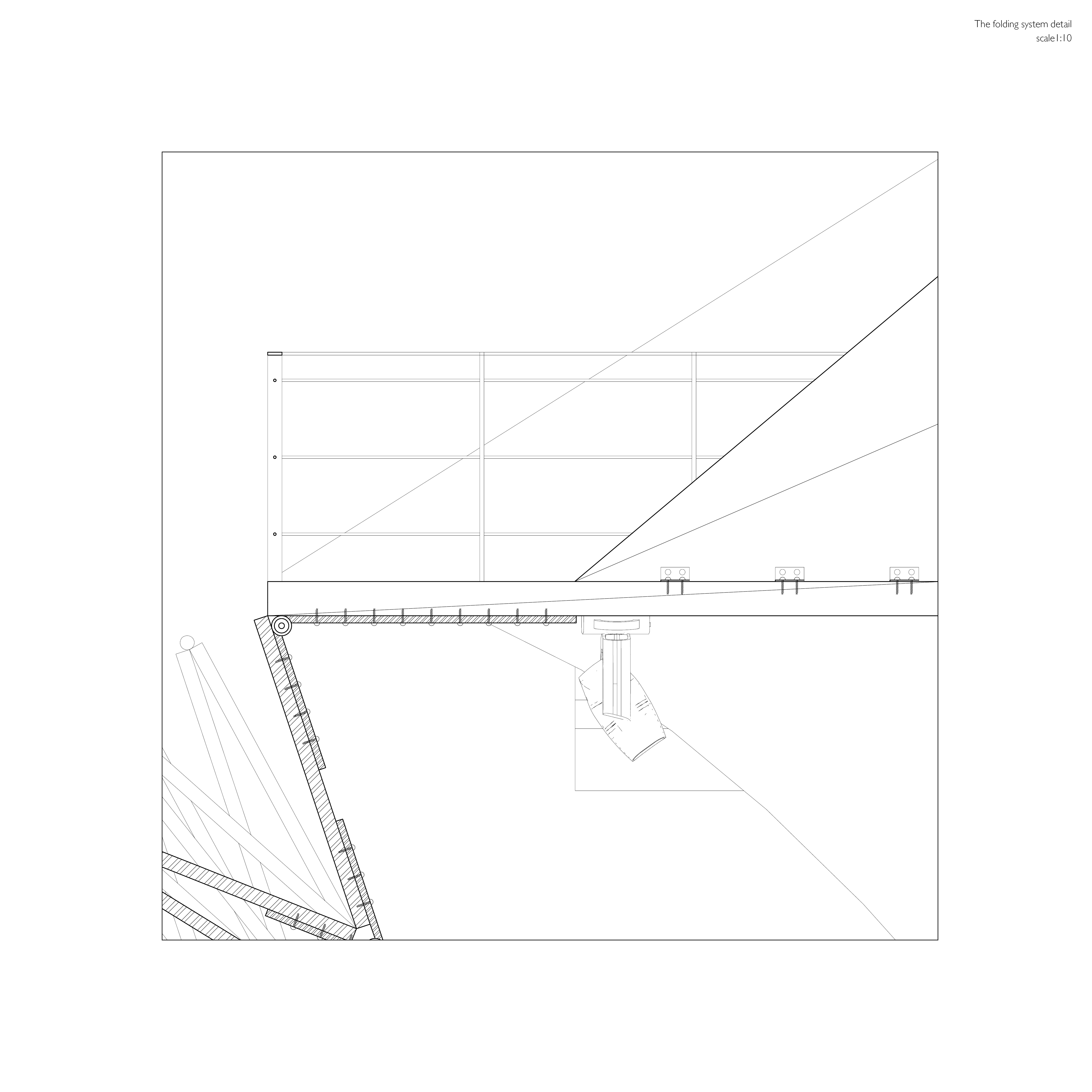 The rotating world: Details section drawing of the folding system 