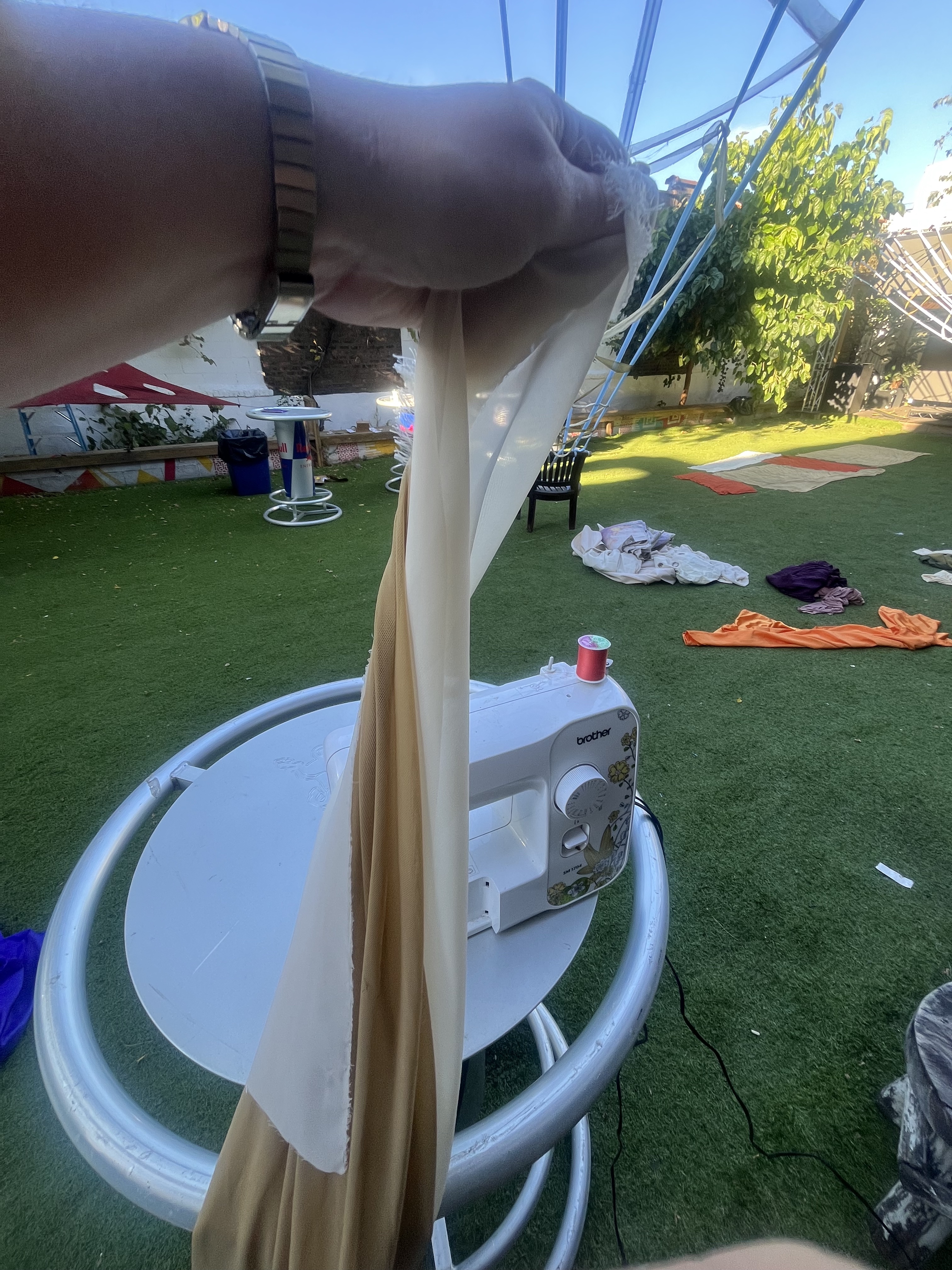 Sewing during the install