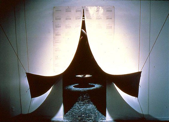 Exterior View Showing Entrance Panels, each panel 118”x 33” with text from the book, Invert, Oracle, available on this website