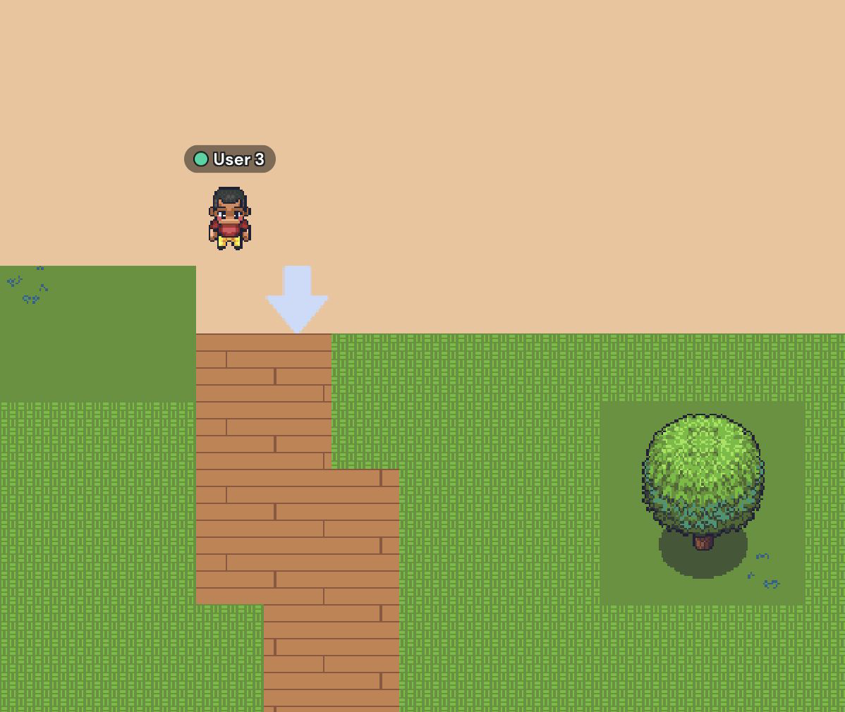 Arrows and footsteps direct you to pathways and doorways to different spaces