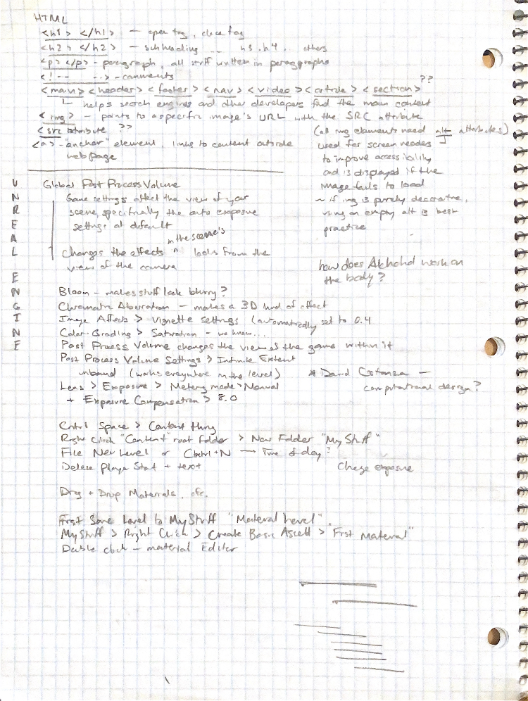 freecodecamp notes + UE5 tutorial notes