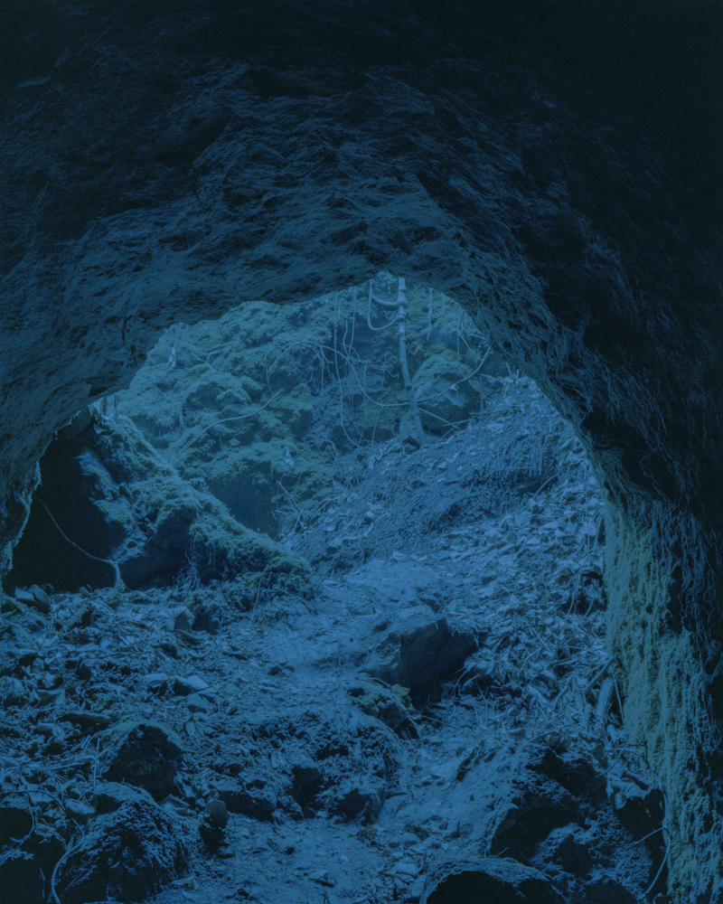 View Point Blue #Seoubong's Imperial Japan's Millitary Base Cave, 210x168cm, Transparency in Light Box, 2019