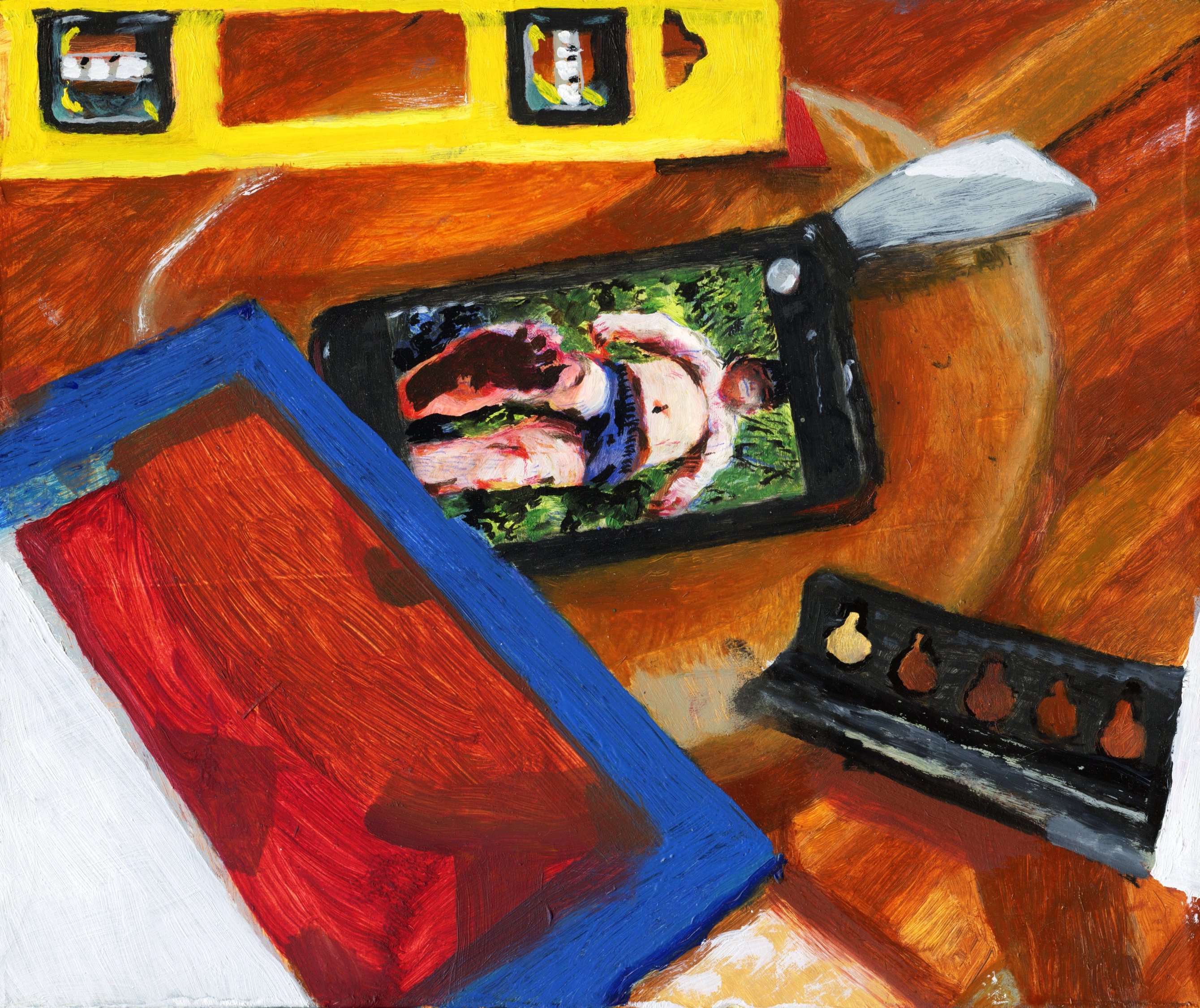 Still Life (Gay Feet Jesus). Oil on panel, 10" x 8"