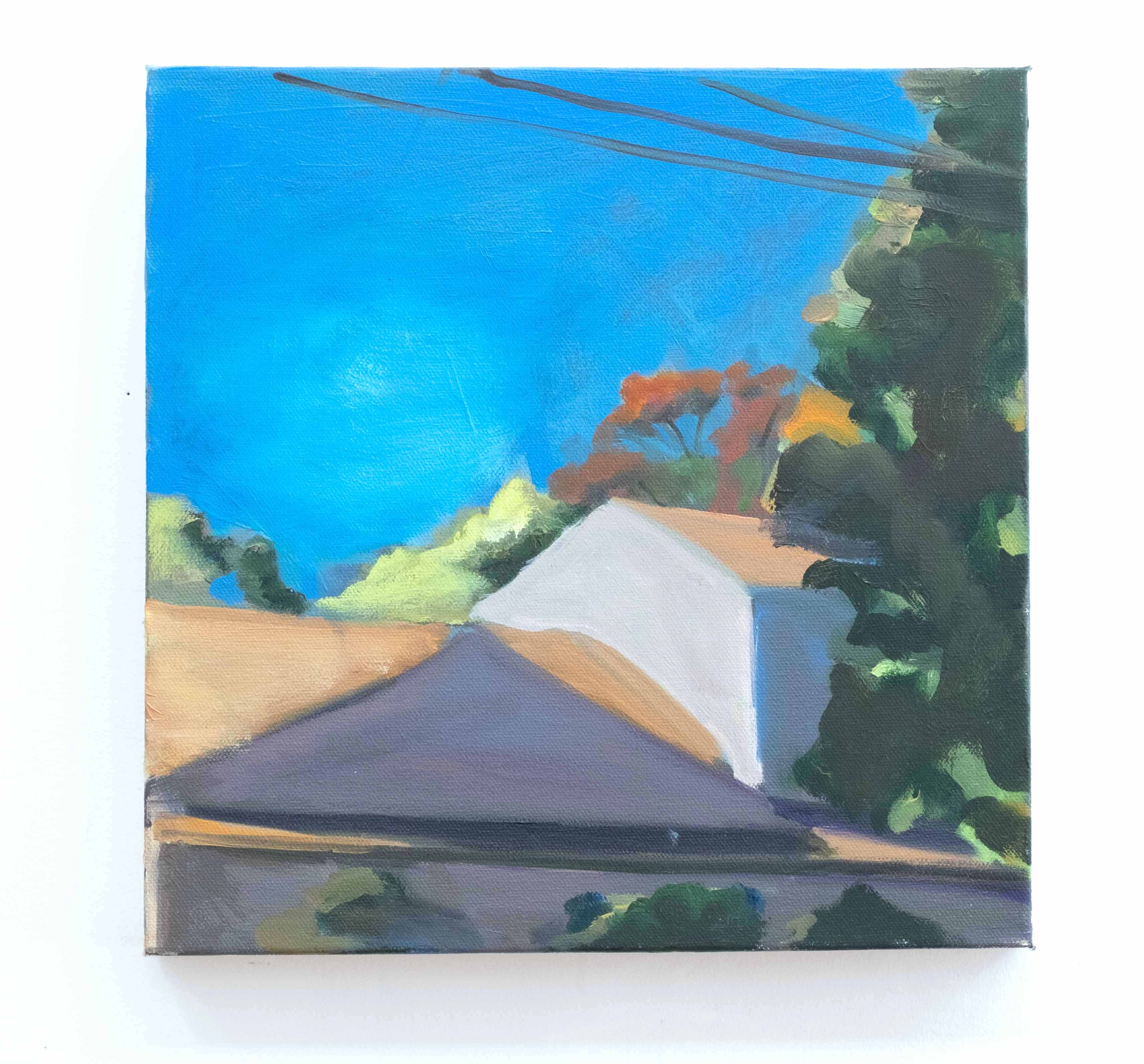 Purple roof, oil on canvas, 12 x 12 inches, 2015