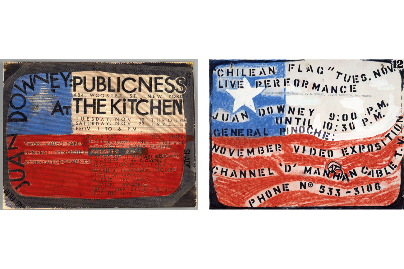 Juan DowneyPublicness – Chilean Flag, 1974Lápices de colores, grafito, tinta y collage sobre papel50 x 83.5 cm