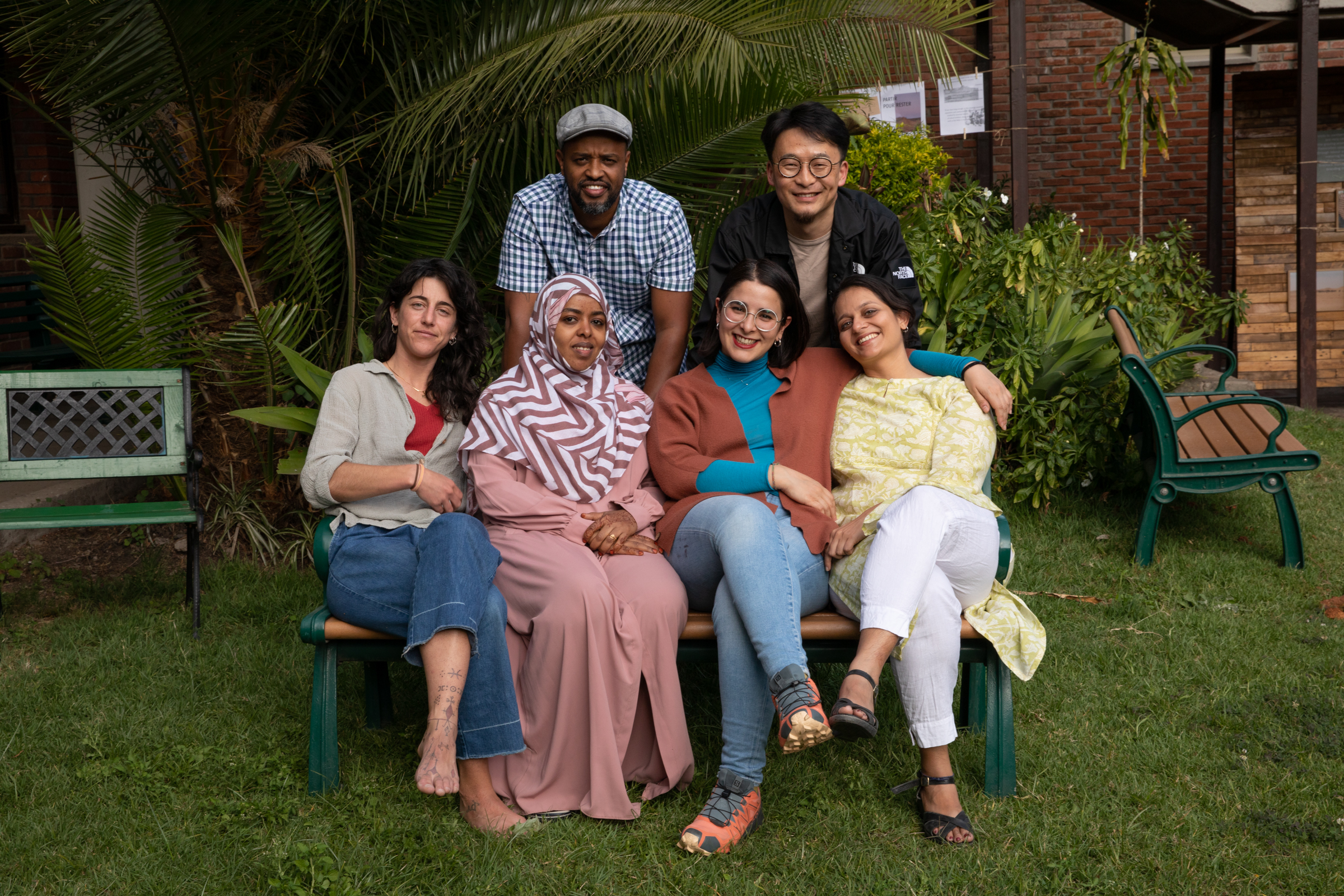 The PASTRES researchers photographed in Addis Ababa, from top left, clockwise: Masresha Taye (Ethiopia), Palden Tsering (Amdo Tibet, China), Natasha Maru (India), Giulia Simula (Italy), Tahira Mohamed (Kenya), and Linda Pappagallo (Tunisia). Credit: Roopa Gogineni.