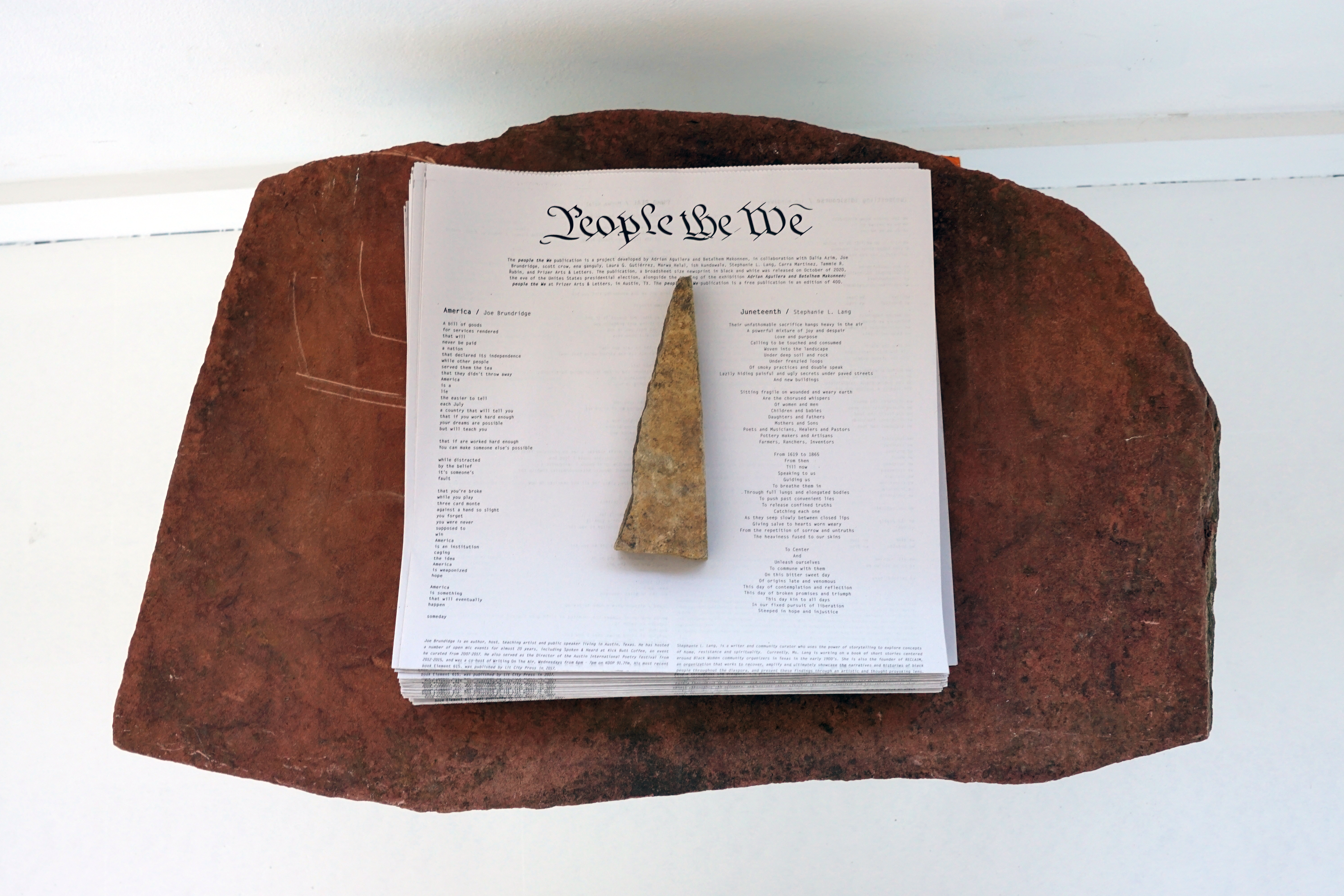 Betelhem Makonnen w/ Adrian Aguilera people the We publication, 2020 broadsheet size newsprint in black and white, edition of 400. Courtesy of the artists