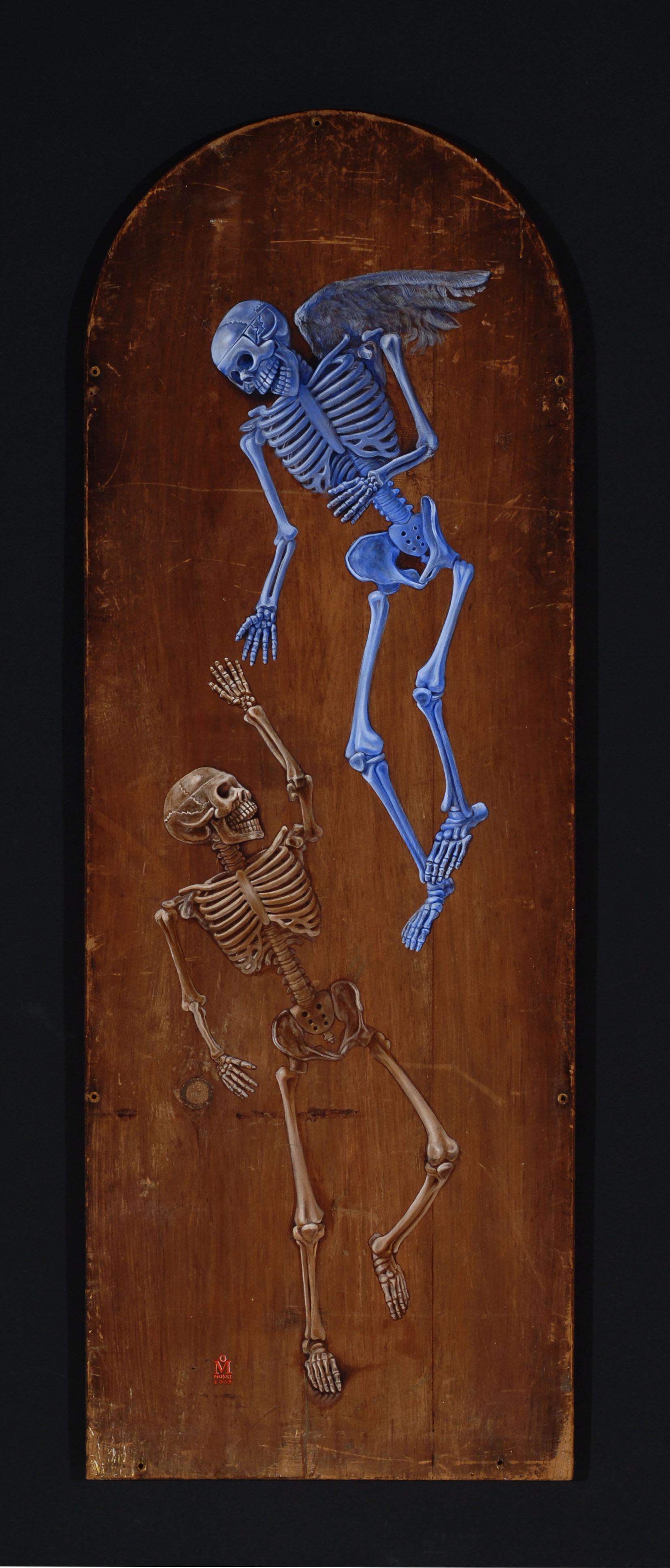 Blue Angel, 12 x 30", oil/reclaimed panel