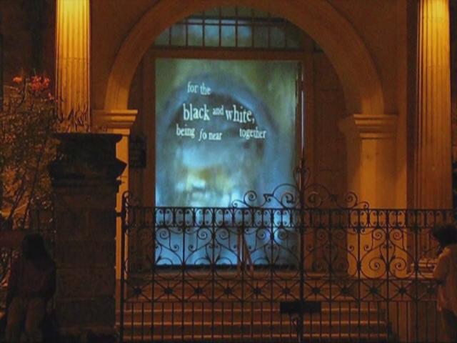 words...just words 2007 video installation (site-specific video projection, sound) Public Library, Bridgetown, Barbados