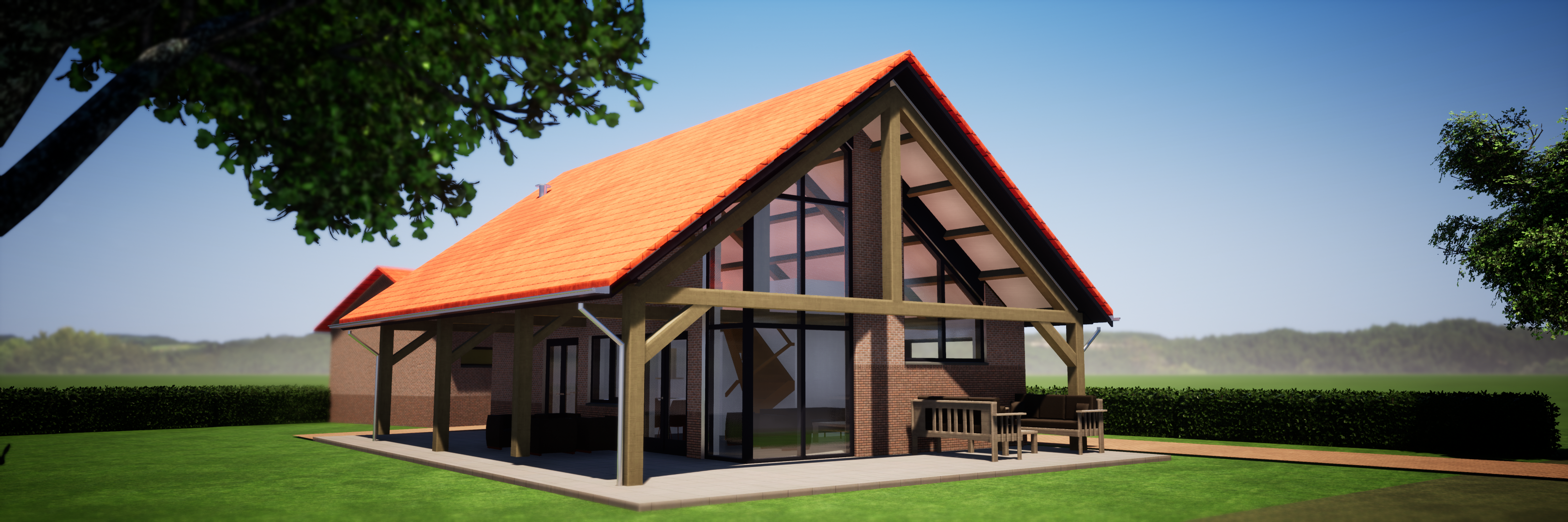 3D-Impressie: linker zij-/ voorgevel