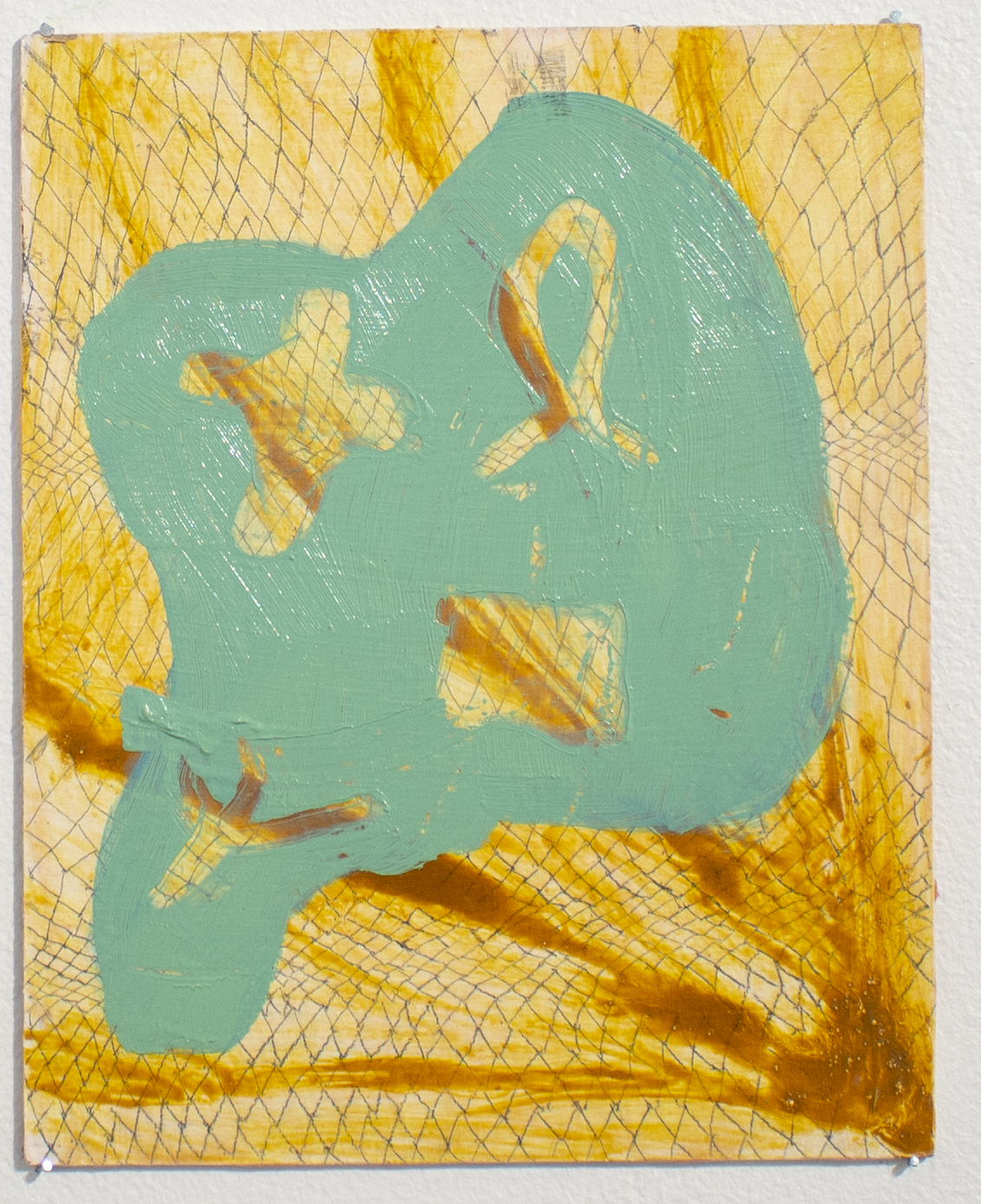 Green window, 2021, pencil, acrylic and oil paint on wood panel, 11 x 8 in.