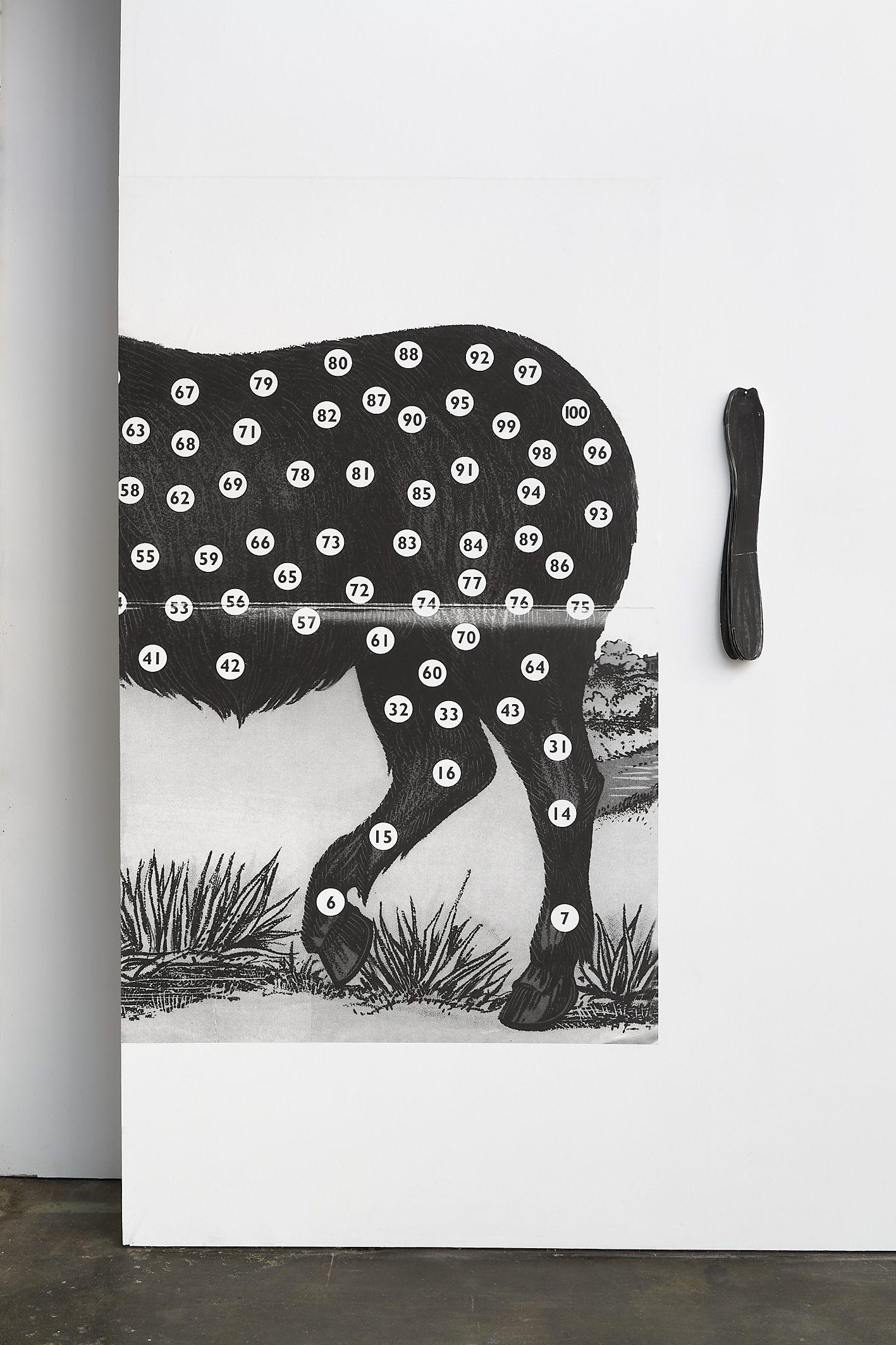 Laura Delaney, The Tail-less Donkey, 2021, Collectively made interactive installation, found board game, B&W adhesive print, Dimensions variable