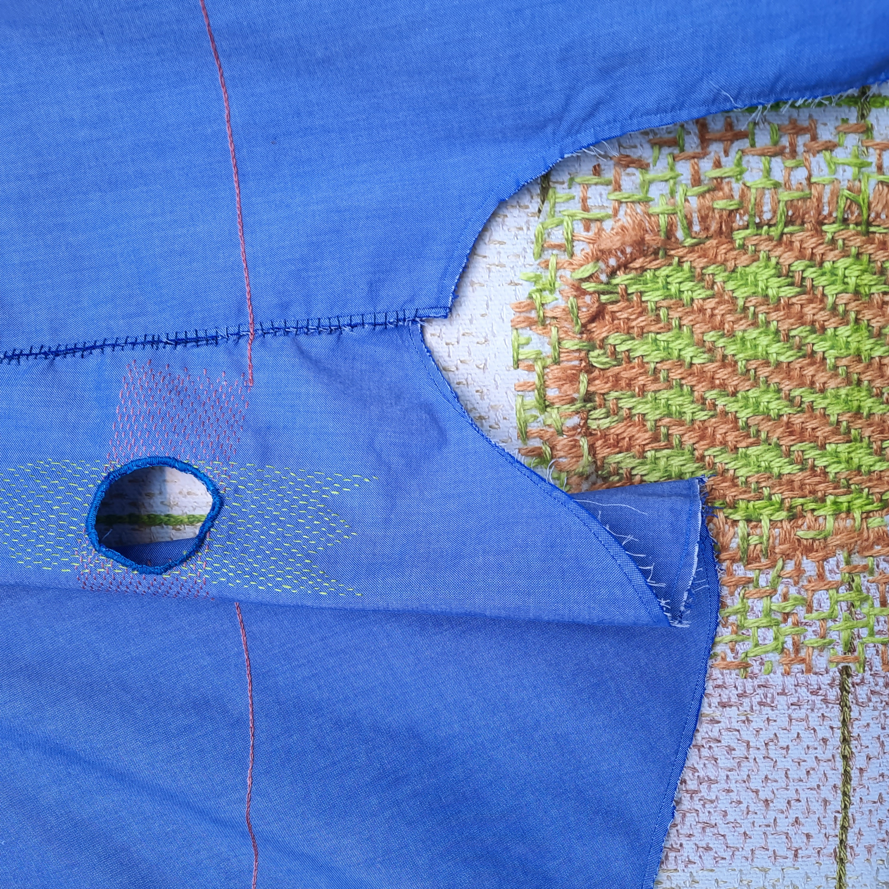 sometimes it doesn't fit. May 2021. Embroidered textile and vinyl wall decal. 8' x 12'. Detail.