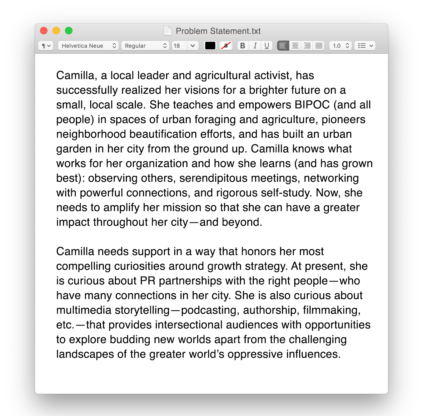 Camilla's Problem.txt