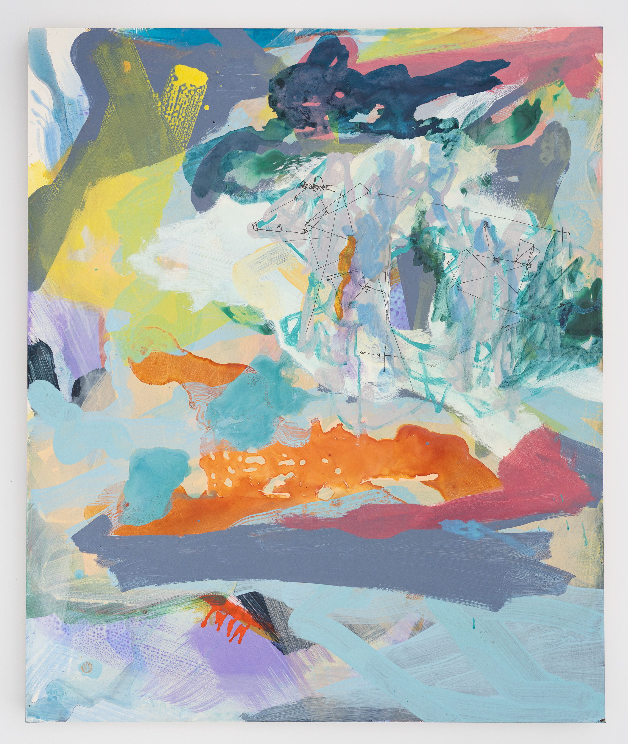 Cloud Labyrinth, 2022, acrylic and ink on panel, 36 x 30 inches