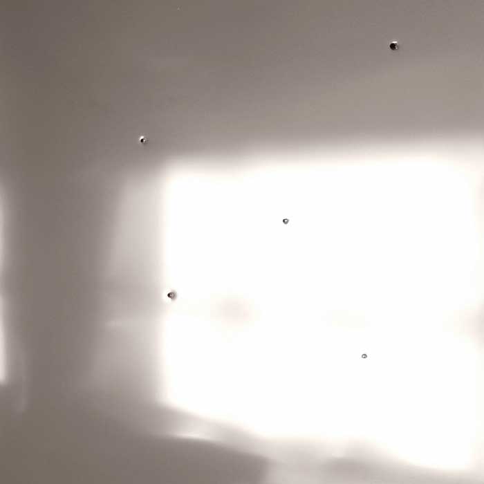 Los Lunas #11, stainless steel with gunshot, 46x46 in