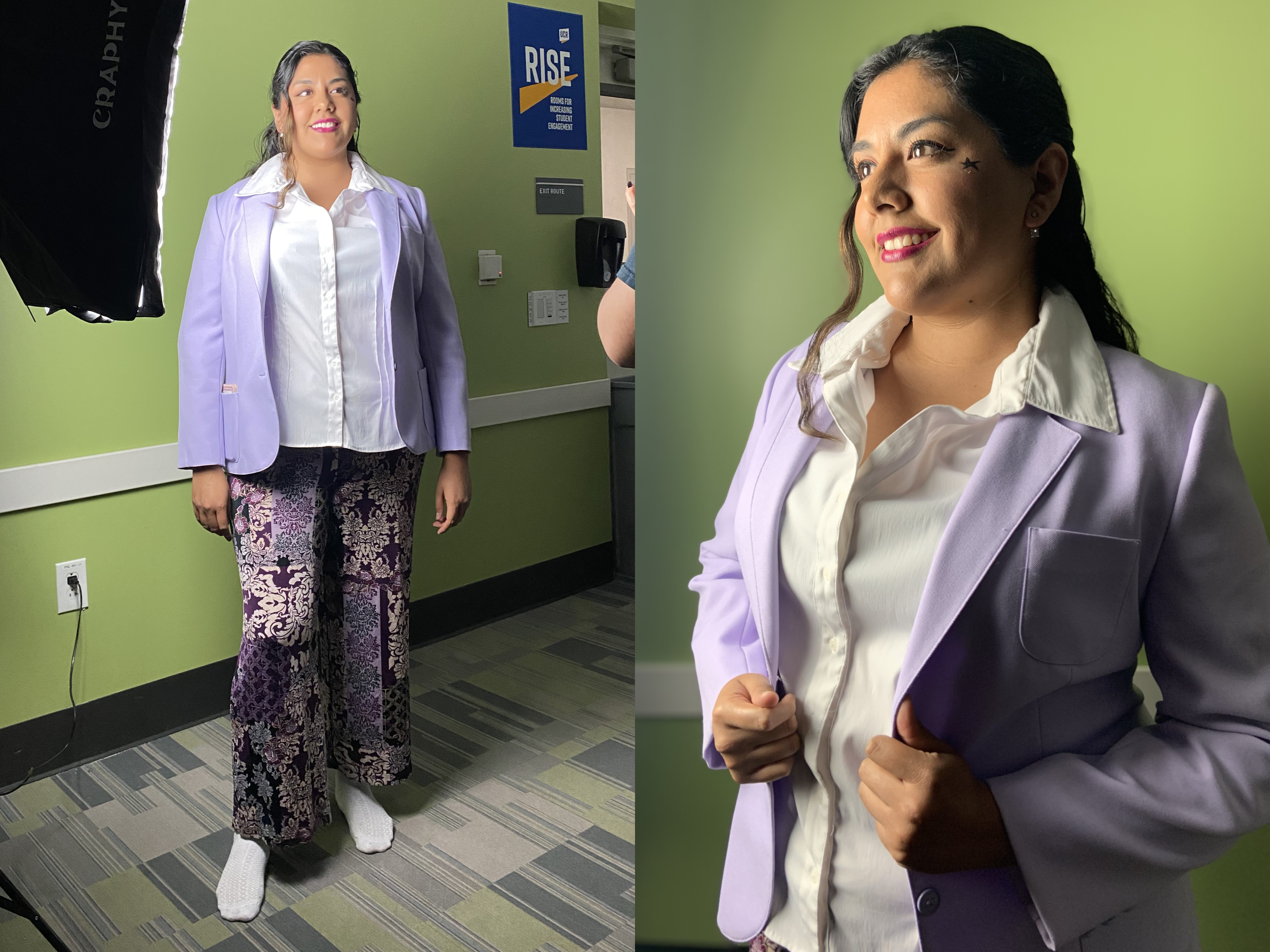 Not pictured: Jeni's black platform boots.