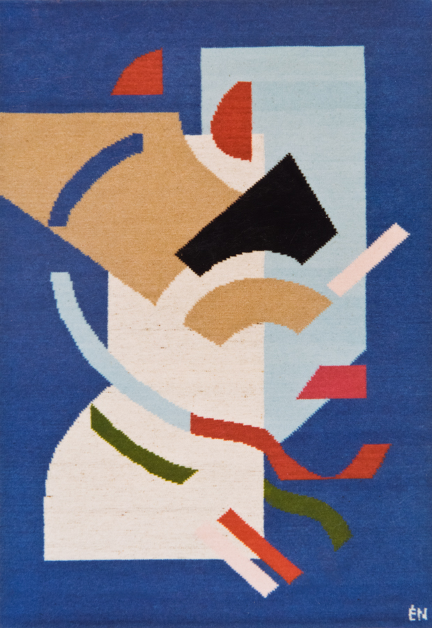 Handwoven wool rug. Serial production. 1990's