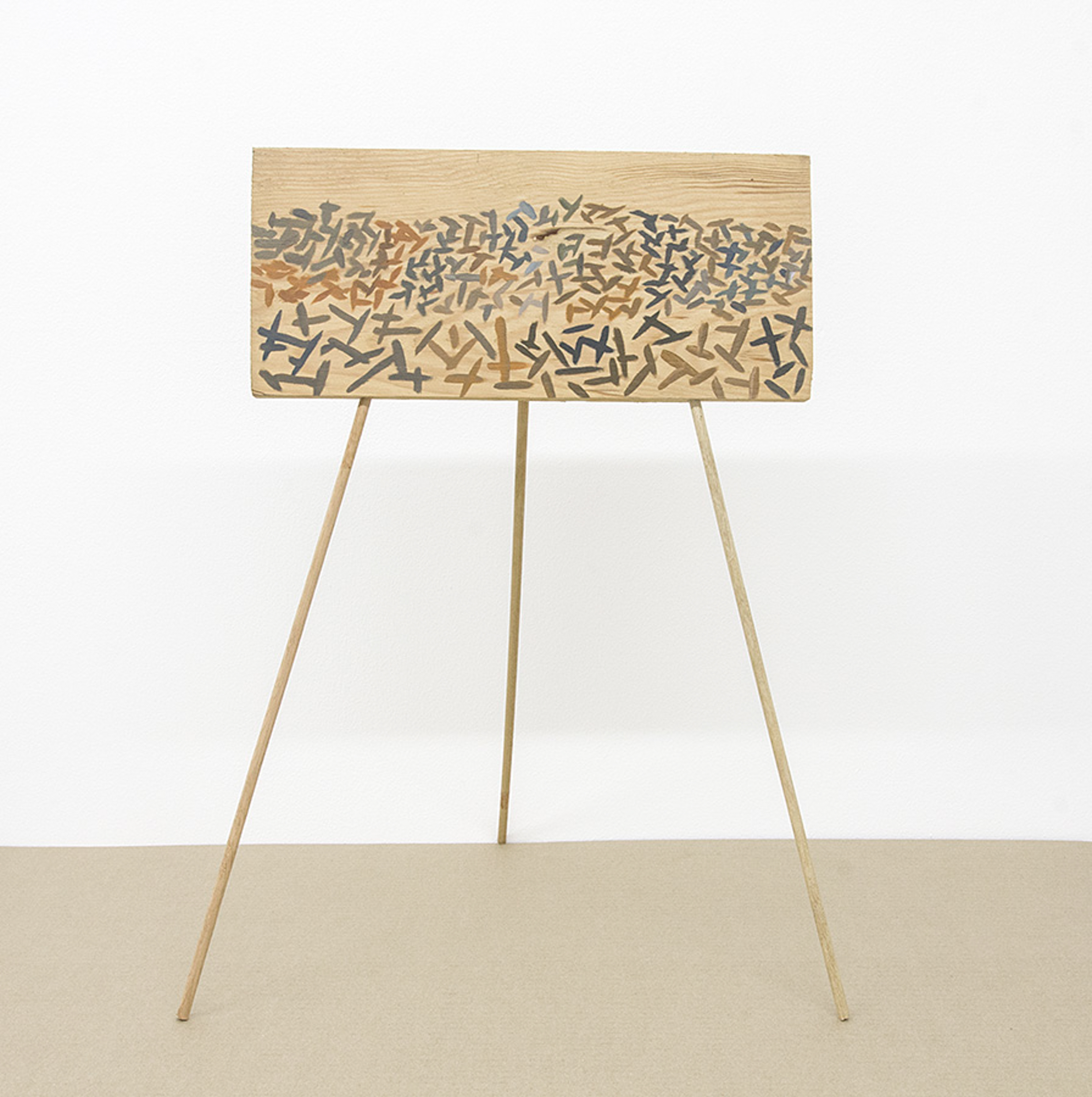 Jonah Sack,  Tumult Billboard II  (2016) | Oil on wood and dowel sticks ; 50 x 45 x 38 cm