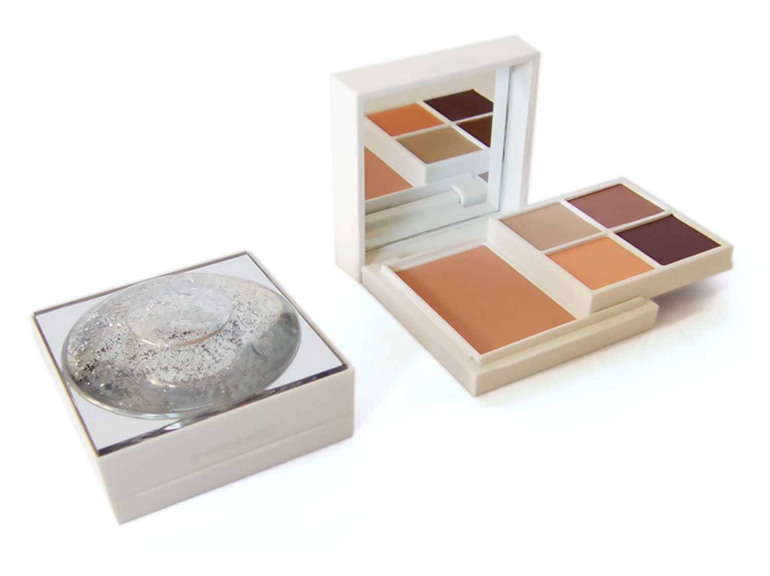 Holiday 2011 eye and face compacts with working snow globe deco plaque