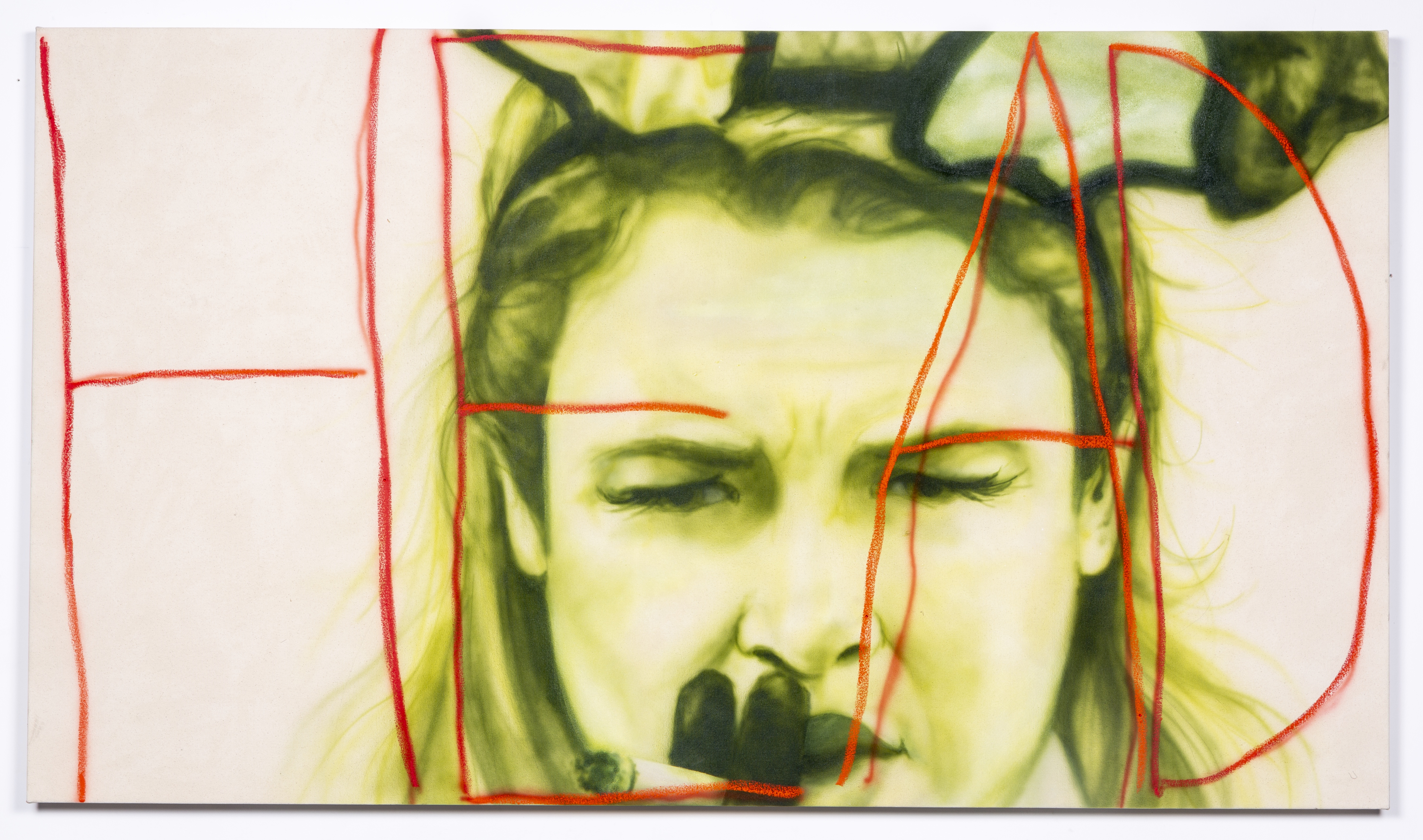 Liza Jo EilersYou just put your lips together and blow.Acrylic, rhinestones, and oil stick on canvas29.5x32"2021