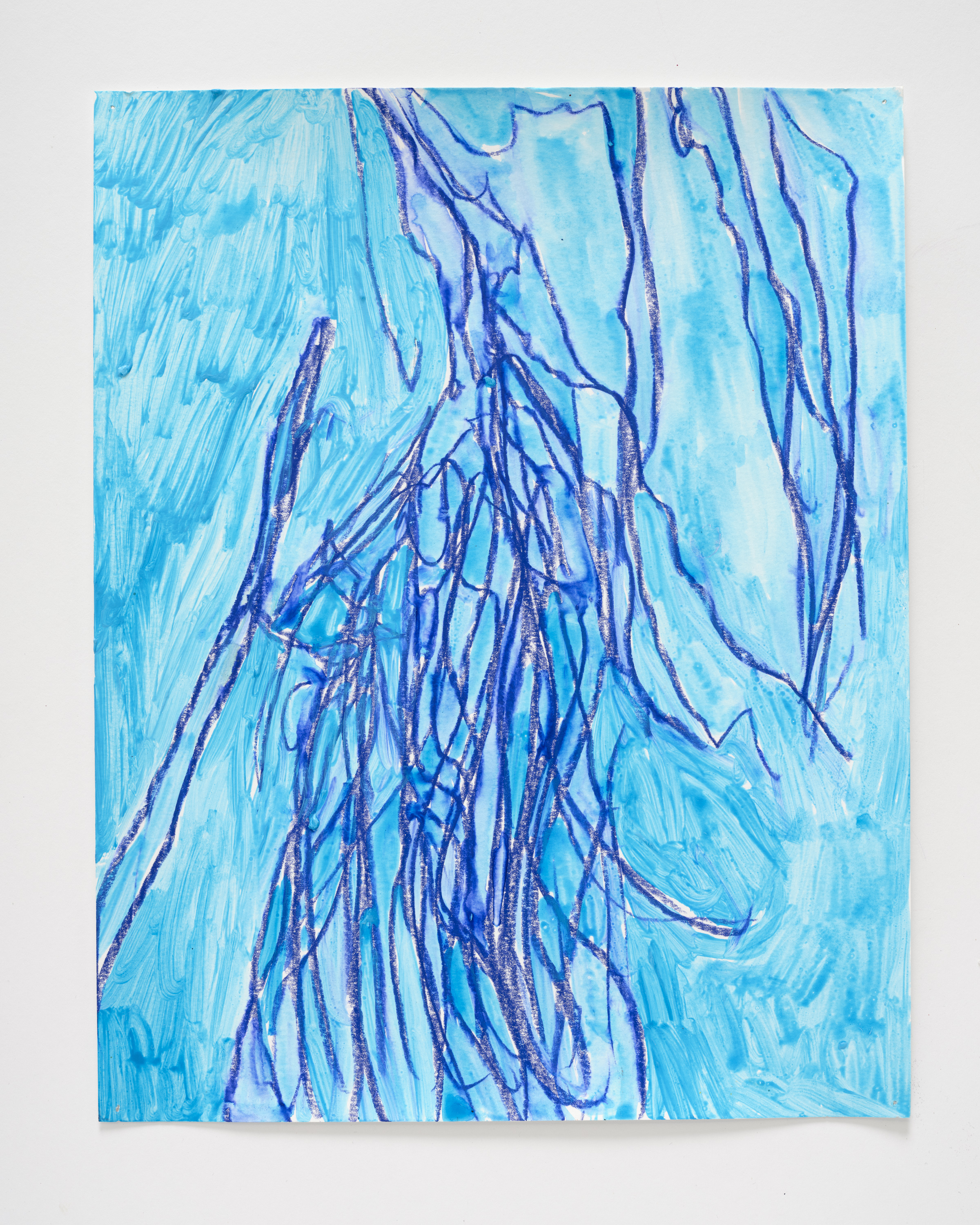 Ice Branch (Banff Series), 14 x 11", Goauche and wax pastel on paper, 2023 