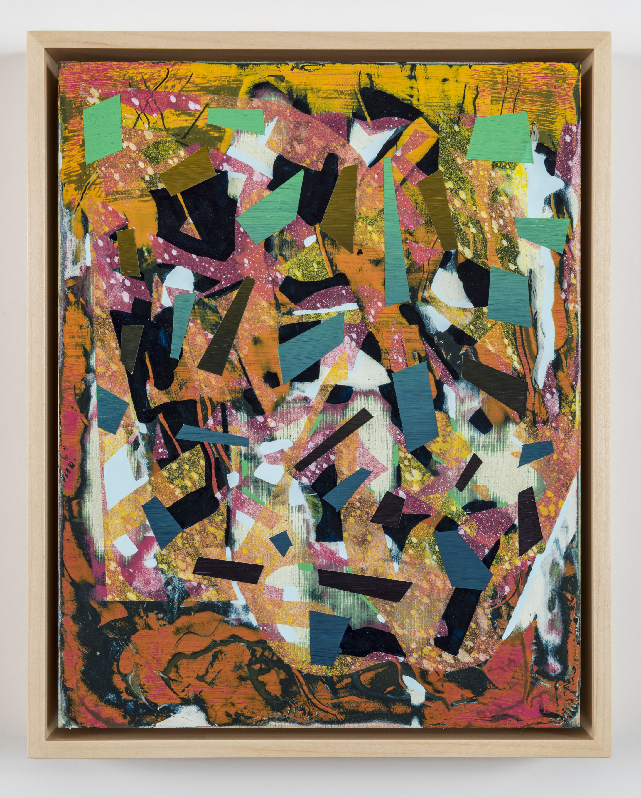 Run Overdrive, 2018&ndash;19, acrylic, oil, and spray paint on panel, 14 &times; 11".