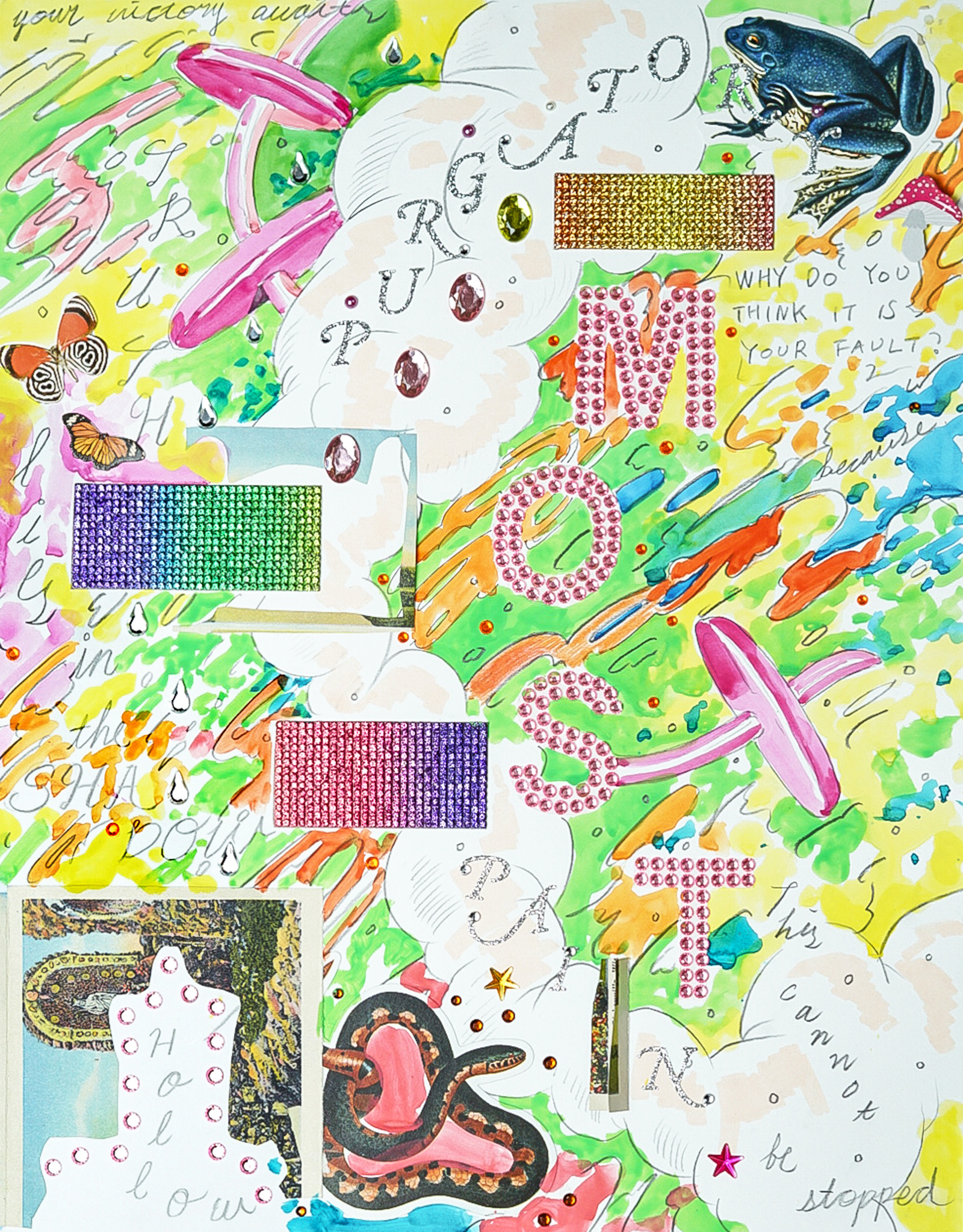 y0urkingd0m_004, mixed media drawing on paper, 2022