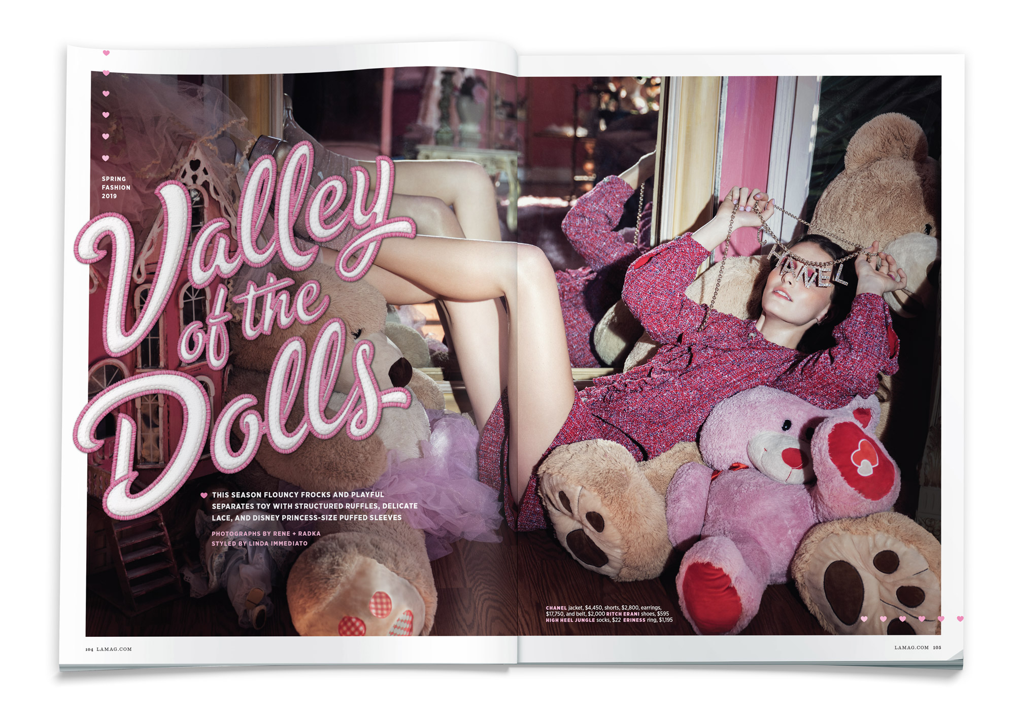 Los Angeles Magazine – Valley Of The Dolls Embroidered Type – February 2019