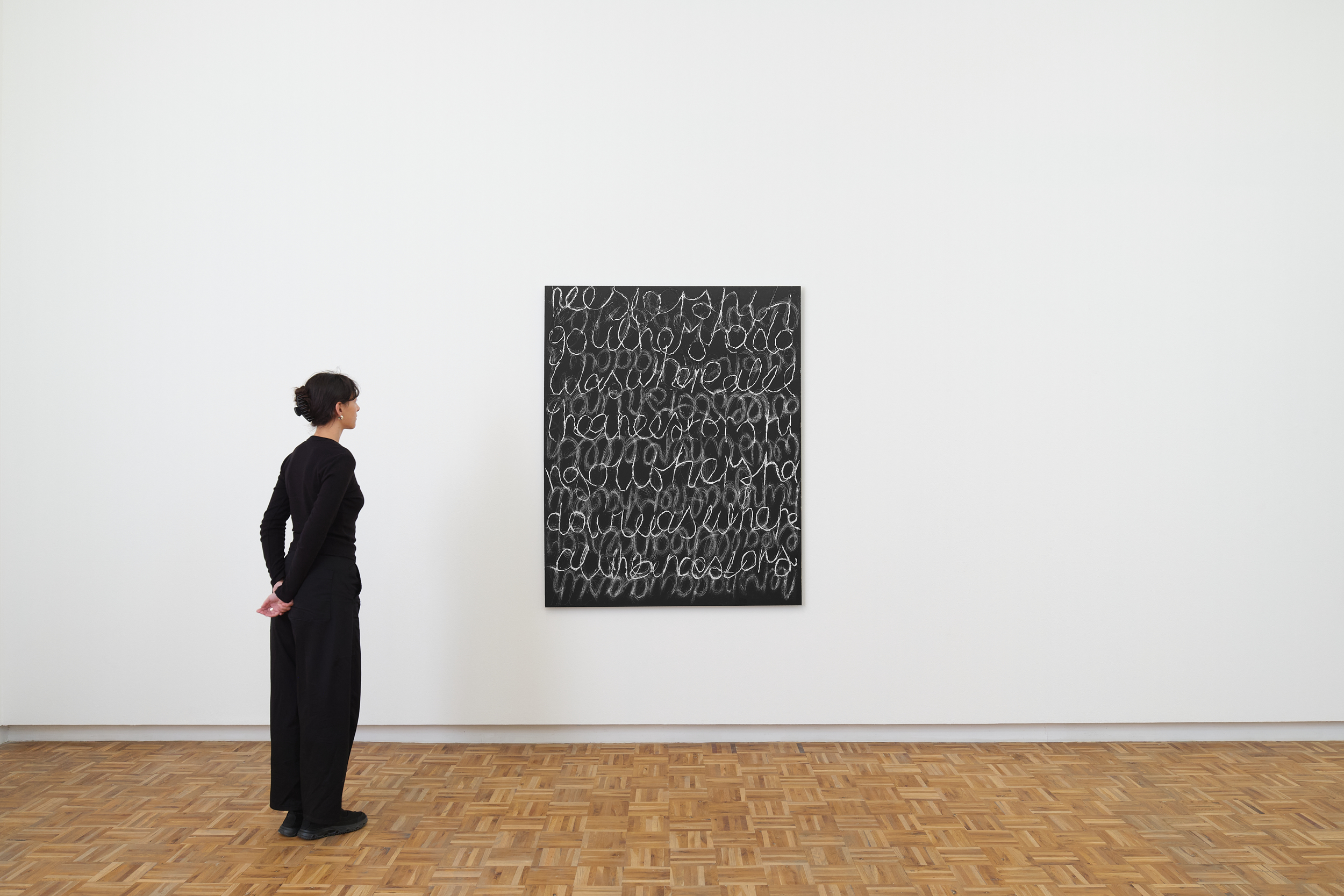 donna Kukama, Her shadow was where the ancestors hung out (2025) | Water based acrylic, graphite and self-determination on aluminium, 152.5 x 122 x 2 cm (scale view)